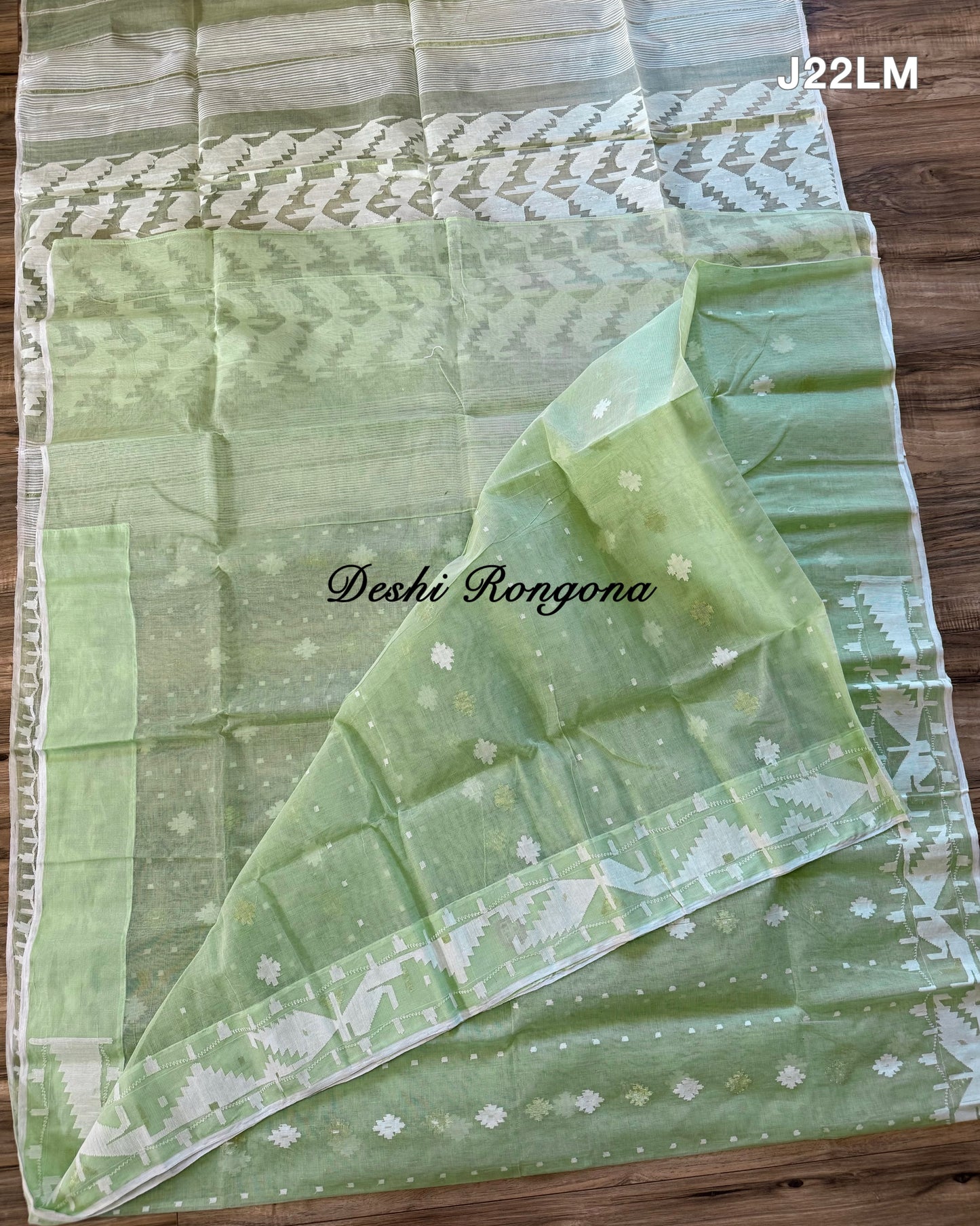 Original Dhakai Jamdani Saree, Handloom Classic -Mint Green