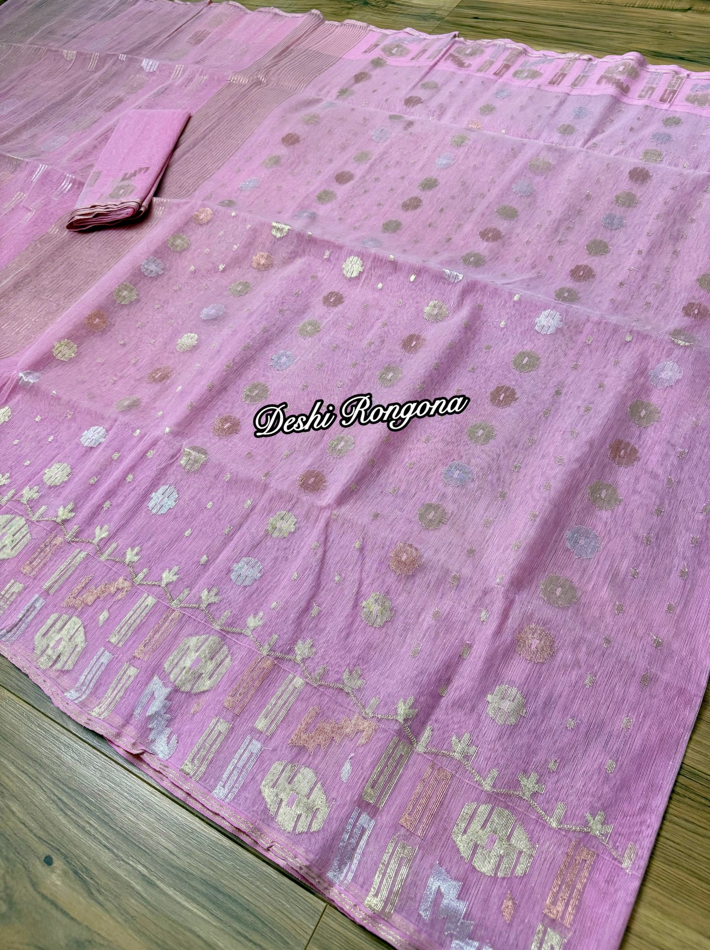 Original Dhakai Jamdani Saree -Baby Pink