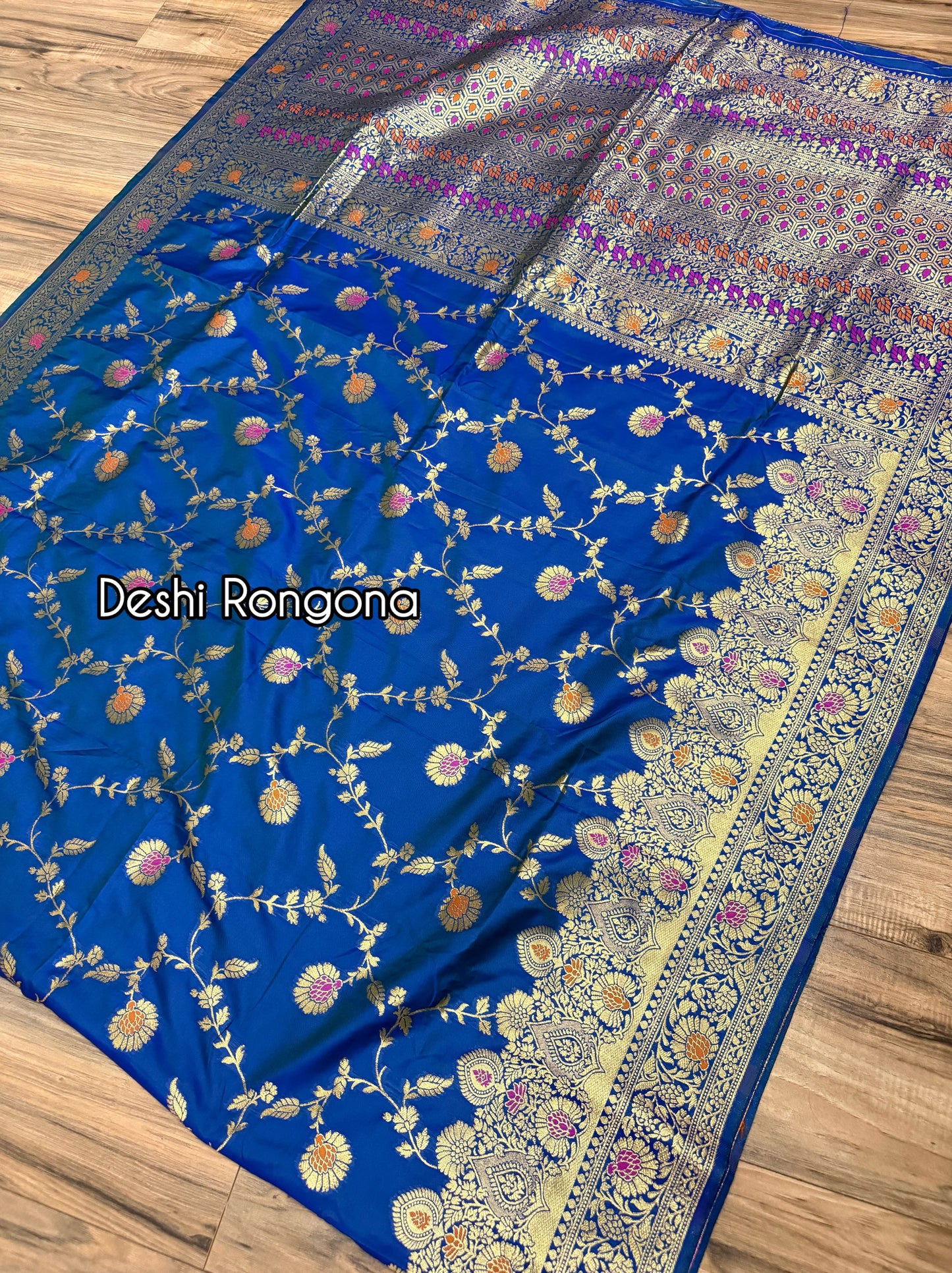 Royal Blue Benaroshi Katan Silk Saree – Elegant Wedding & Party Wear