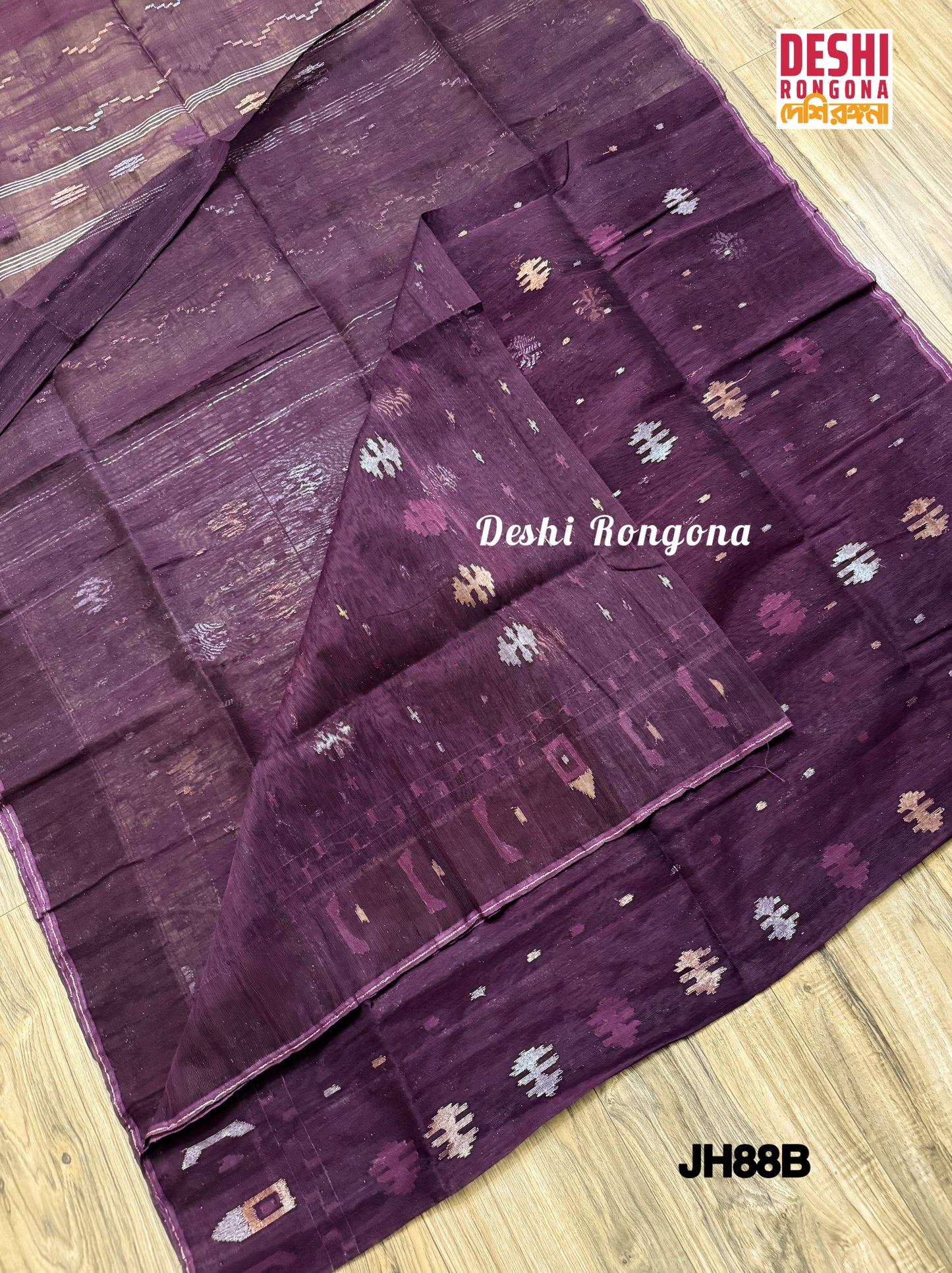 Original Dhakai Jamdani Saree - Plum Purple