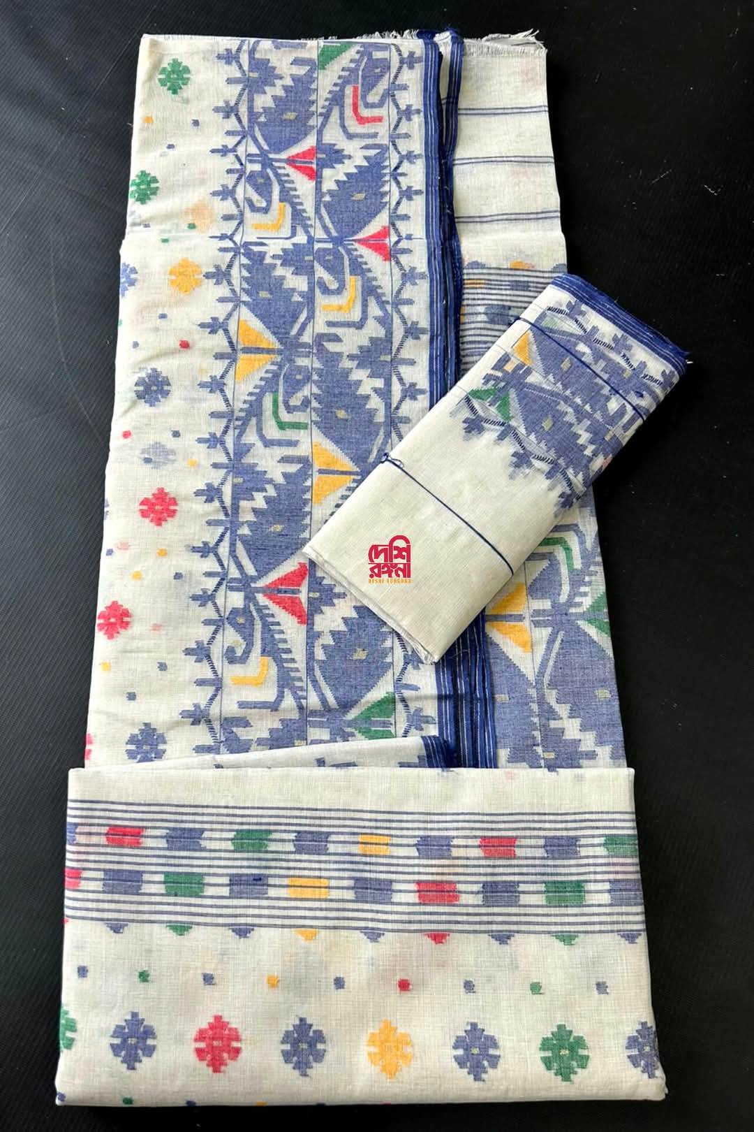 Elegant Pure Cotton Dhakai Jamdani Saree - Off White