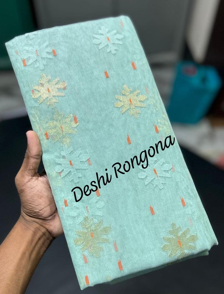 Elegant Dhakai Jamdani Saree -Seafoam Green