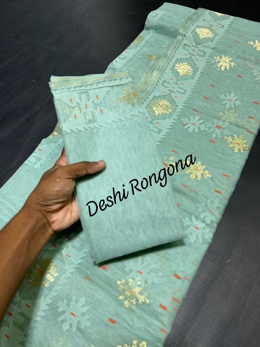 Elegant Dhakai Jamdani Saree -Seafoam Green