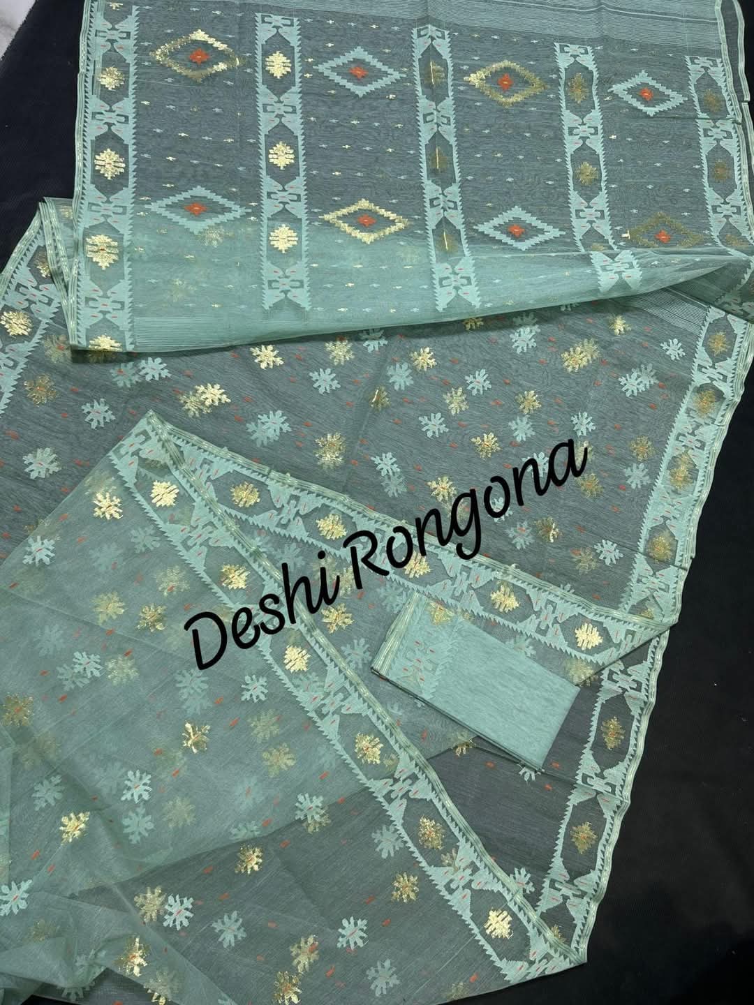 Elegant Dhakai Jamdani Saree -Seafoam Green