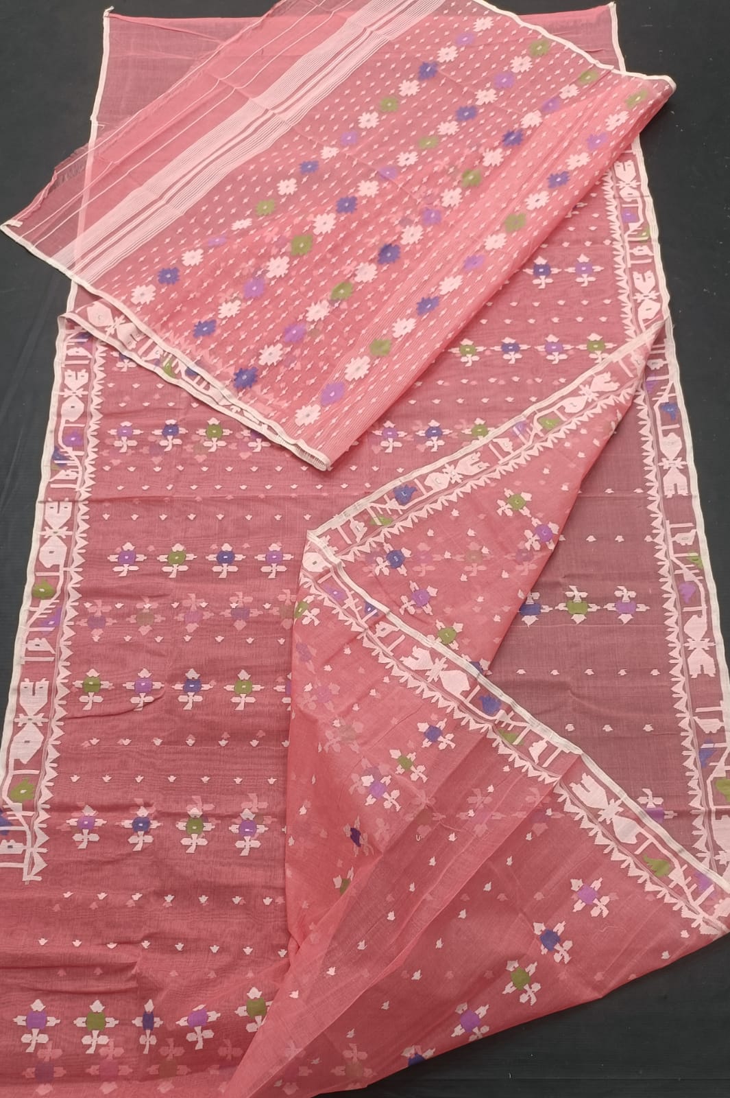 Elegant Pure Cotton Dhakai Jamdani Saree