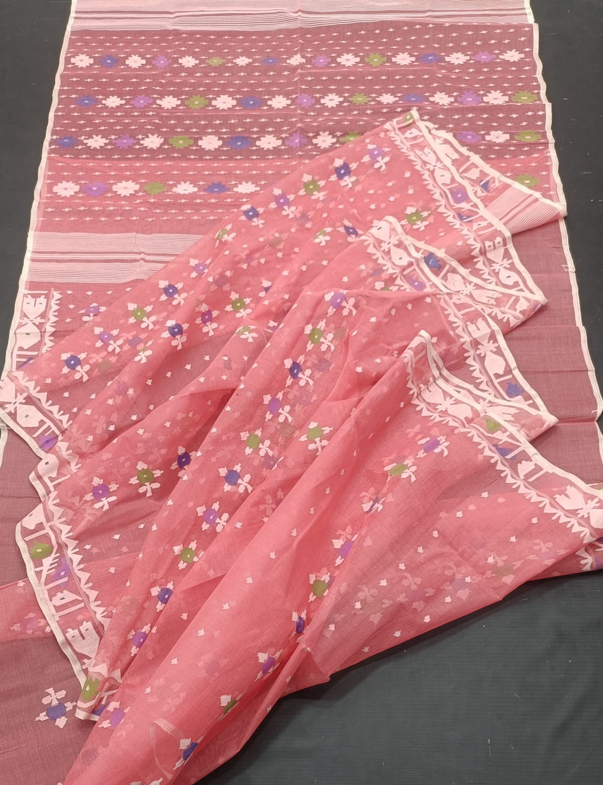 Elegant Pure Cotton Dhakai Jamdani Saree