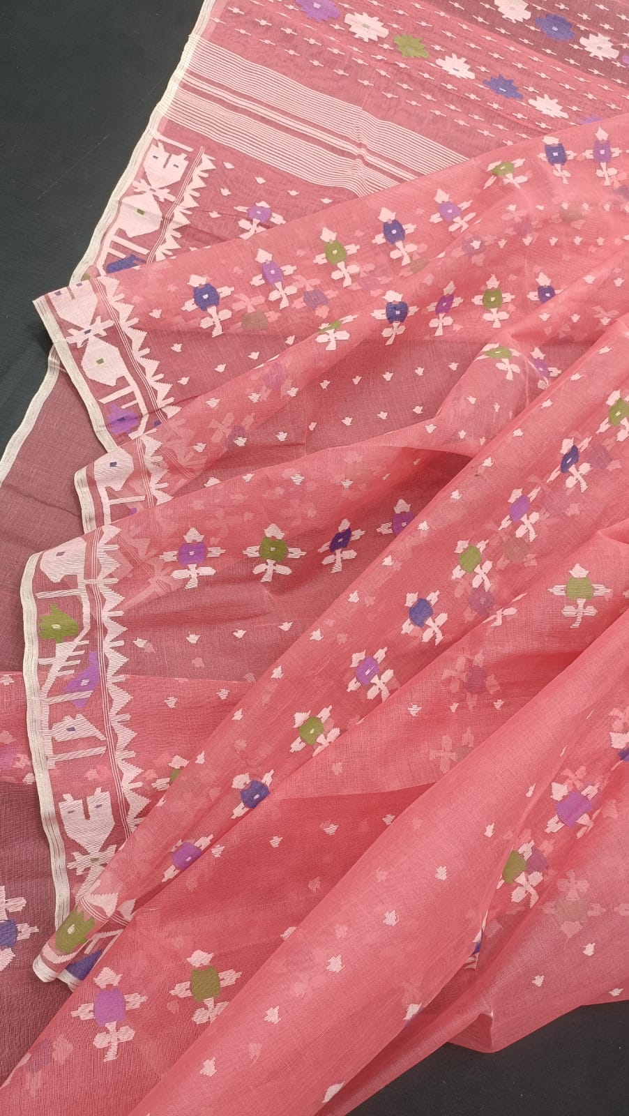 Elegant Pure Cotton Dhakai Jamdani Saree
