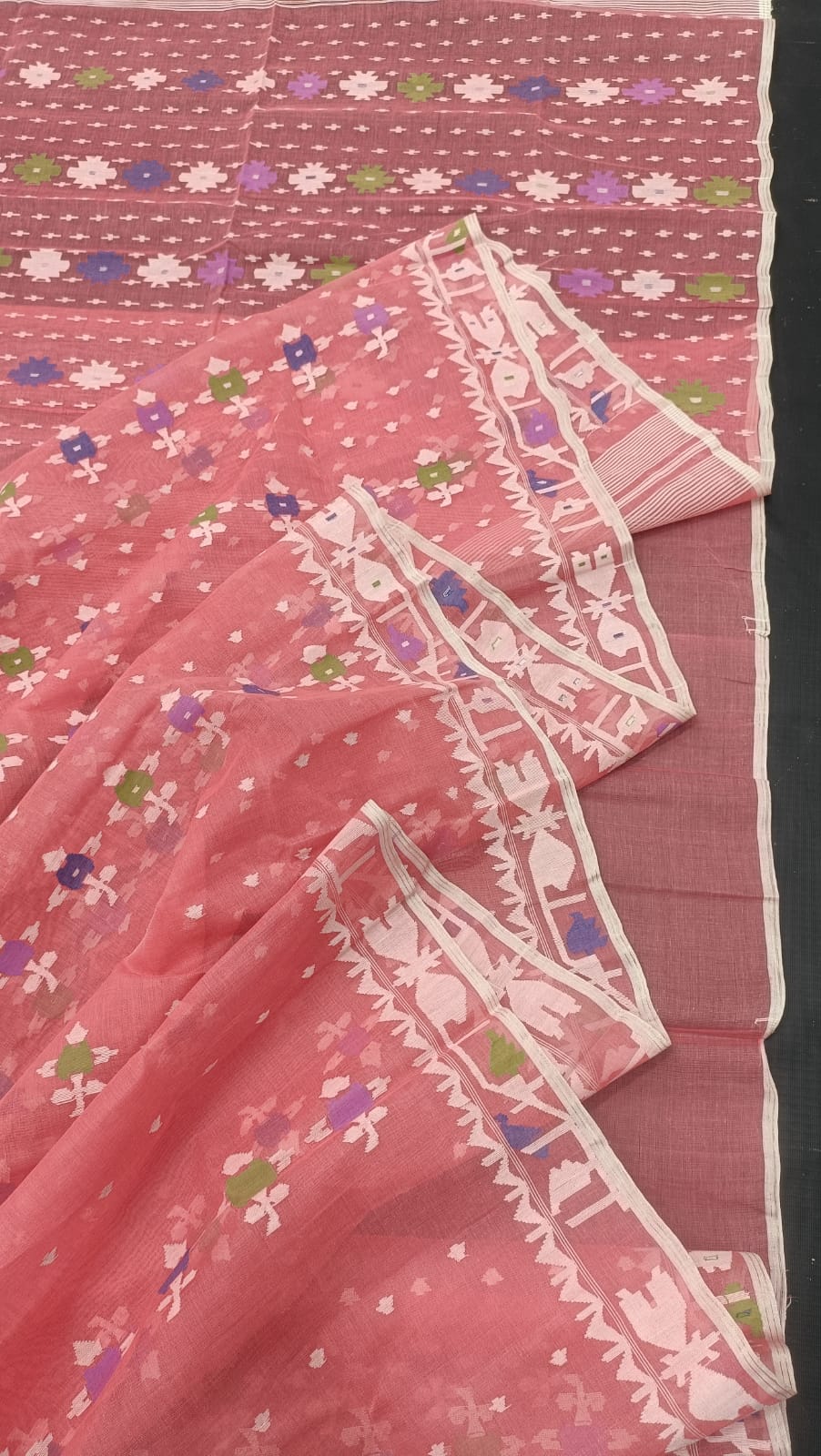Elegant Pure Cotton Dhakai Jamdani Saree