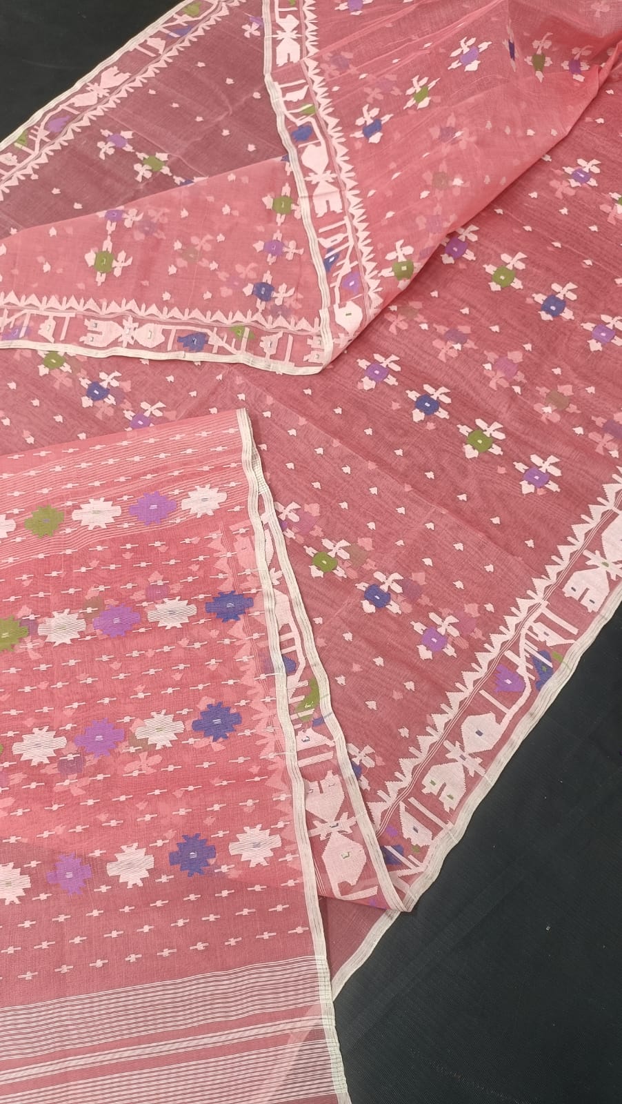 Elegant Pure Cotton Dhakai Jamdani Saree