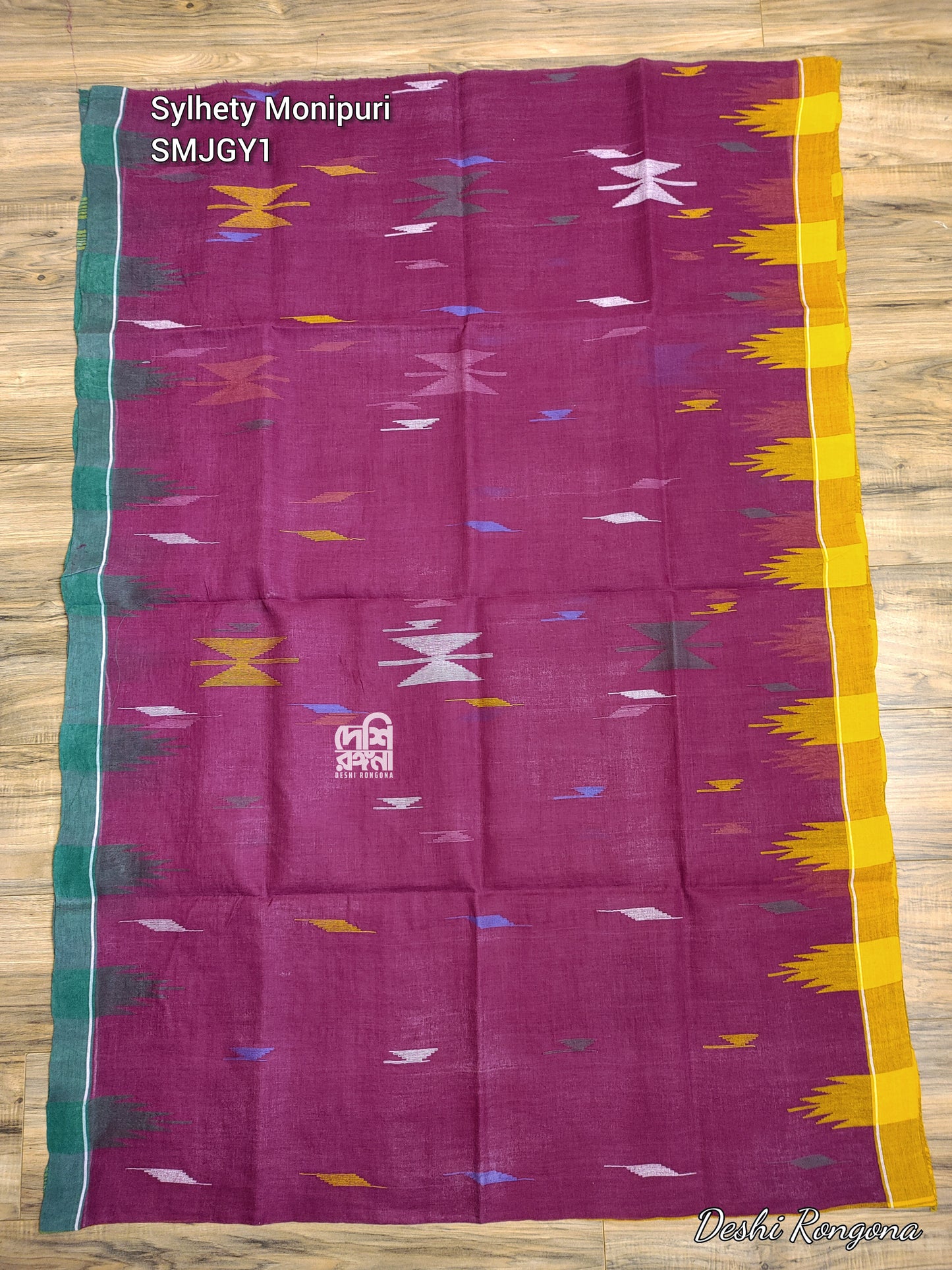 Sylheti Monipuri Handwoven Cotton Saree – Purple Pink Beauty