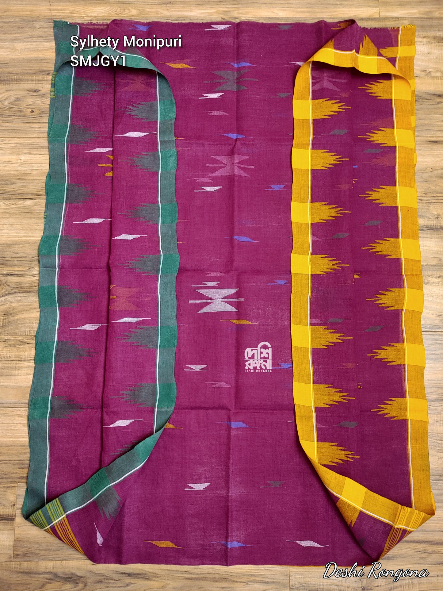 Sylheti Monipuri Handwoven Cotton Saree – Purple Pink Beauty