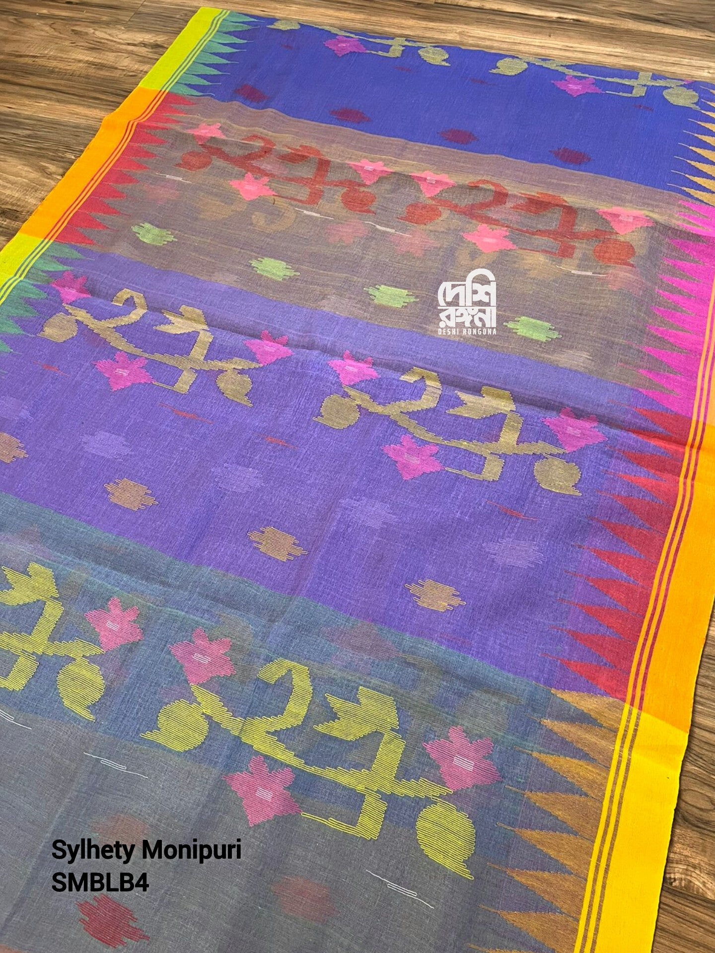 Sylheti Monipuri Handwoven Cotton Saree, Purple & Lavender