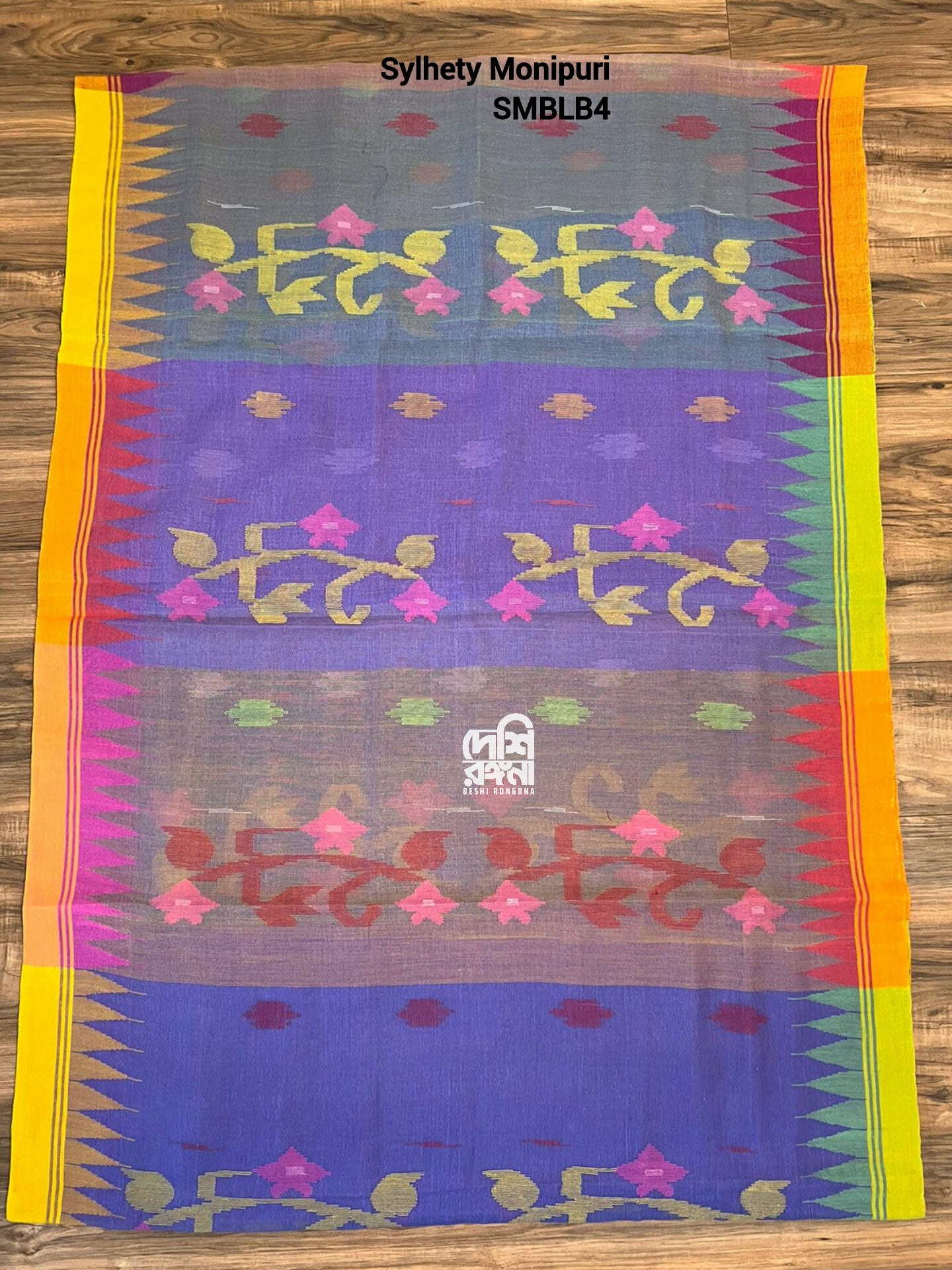 Sylheti Monipuri Handwoven Cotton Saree, Purple & Lavender