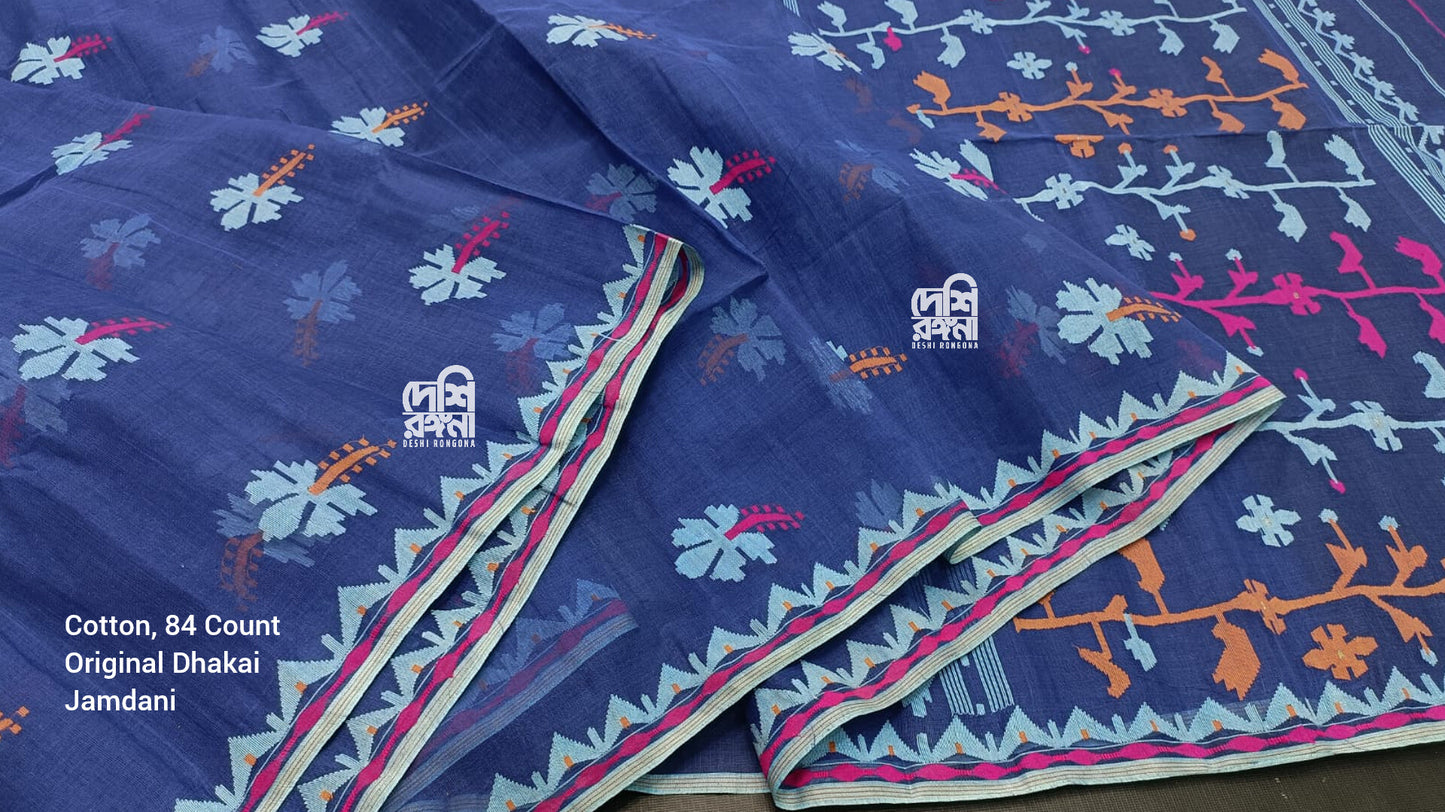 Elegant Pure Cotton Dhakai Jamdani Saree