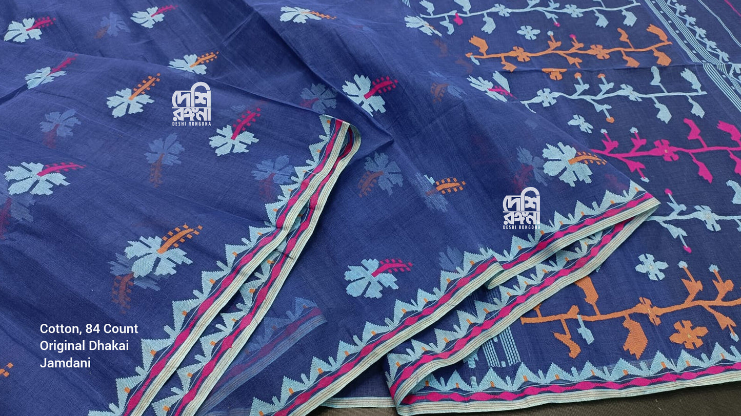 Elegant Pure Cotton Dhakai Jamdani Saree