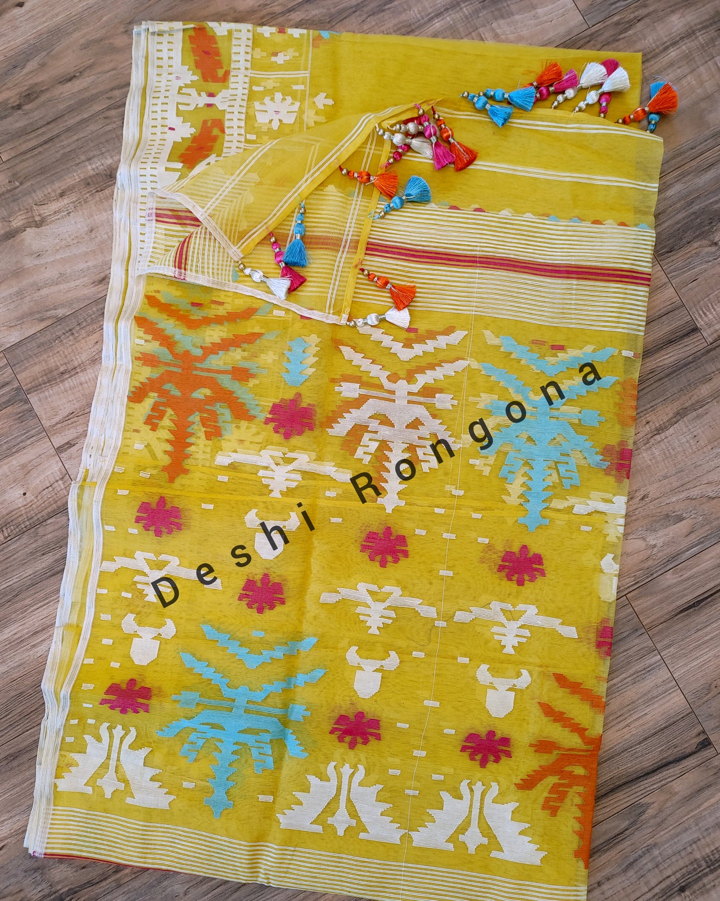 Yellow Original Dhakai Jamdani Saree