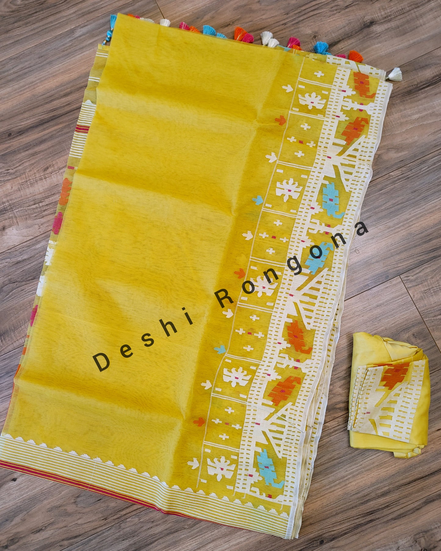 Yellow Original Dhakai Jamdani Saree