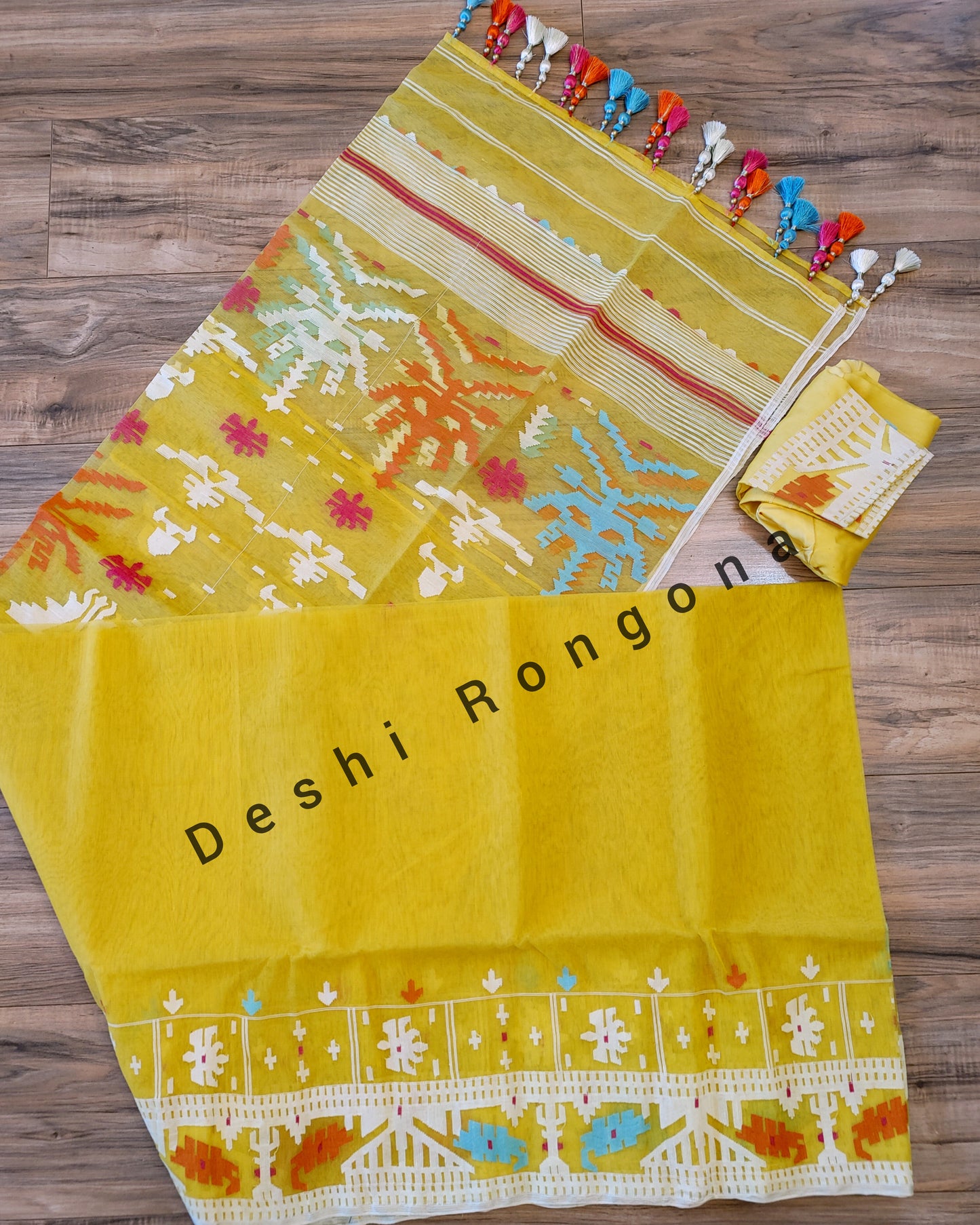 Yellow Original Dhakai Jamdani Saree