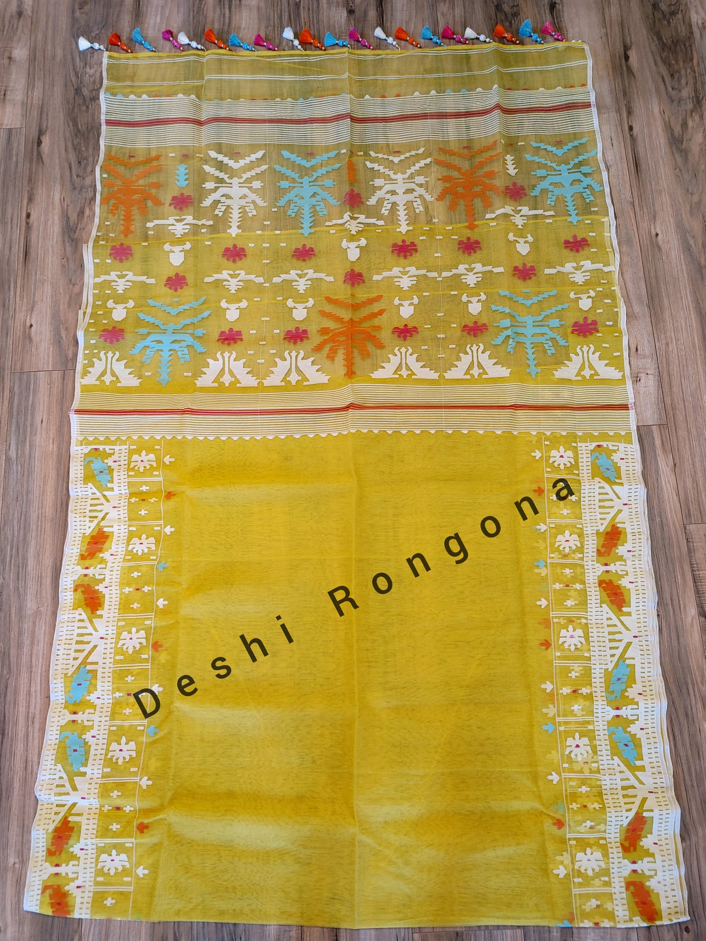 Yellow Original Dhakai Jamdani Saree