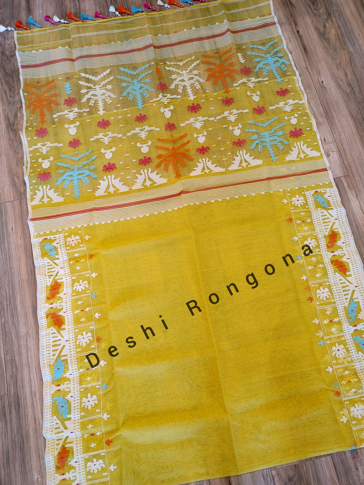Yellow Original Dhakai Jamdani Saree