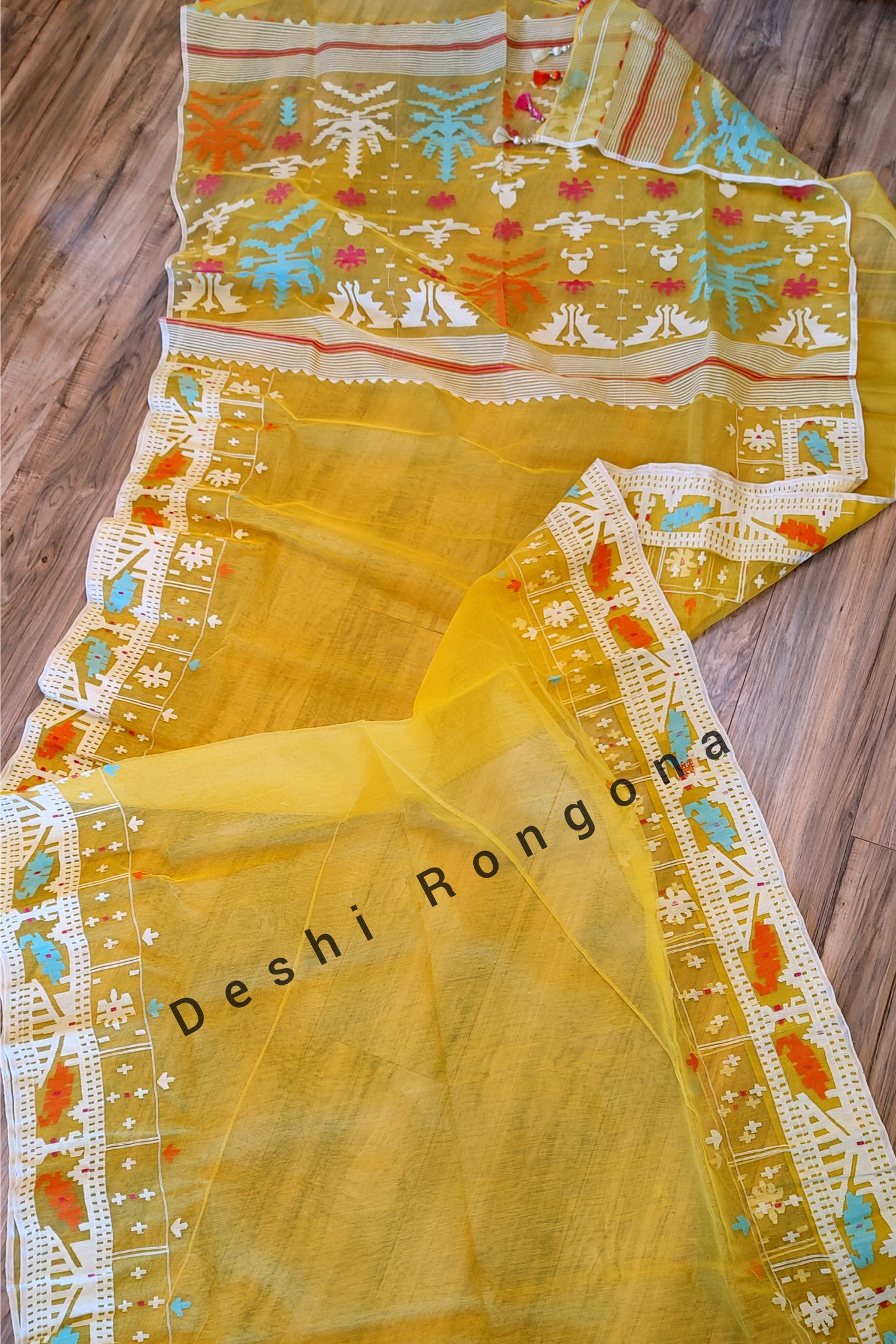 Yellow Original Dhakai Jamdani Saree