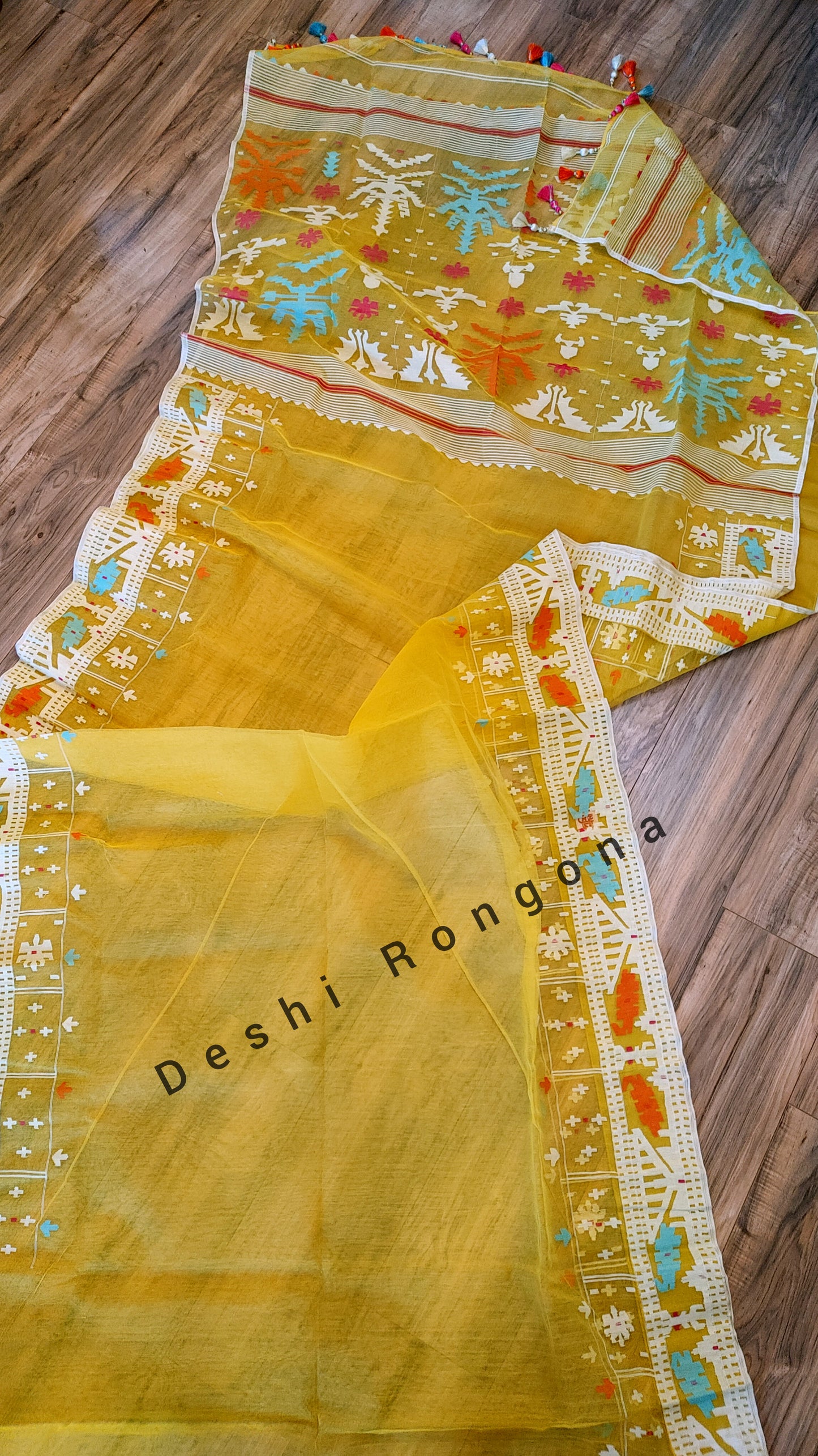 Yellow Original Dhakai Jamdani Saree
