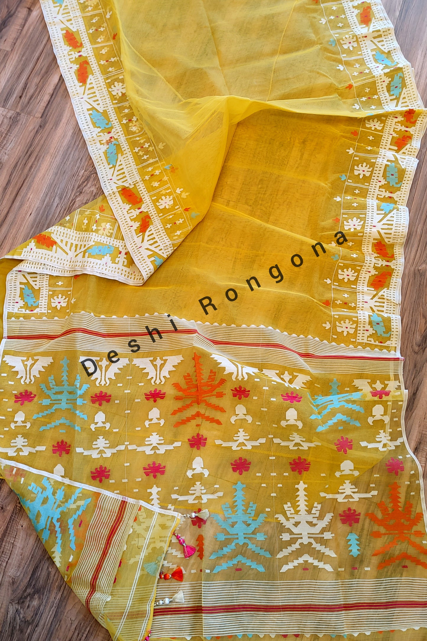 Yellow Original Dhakai Jamdani Saree