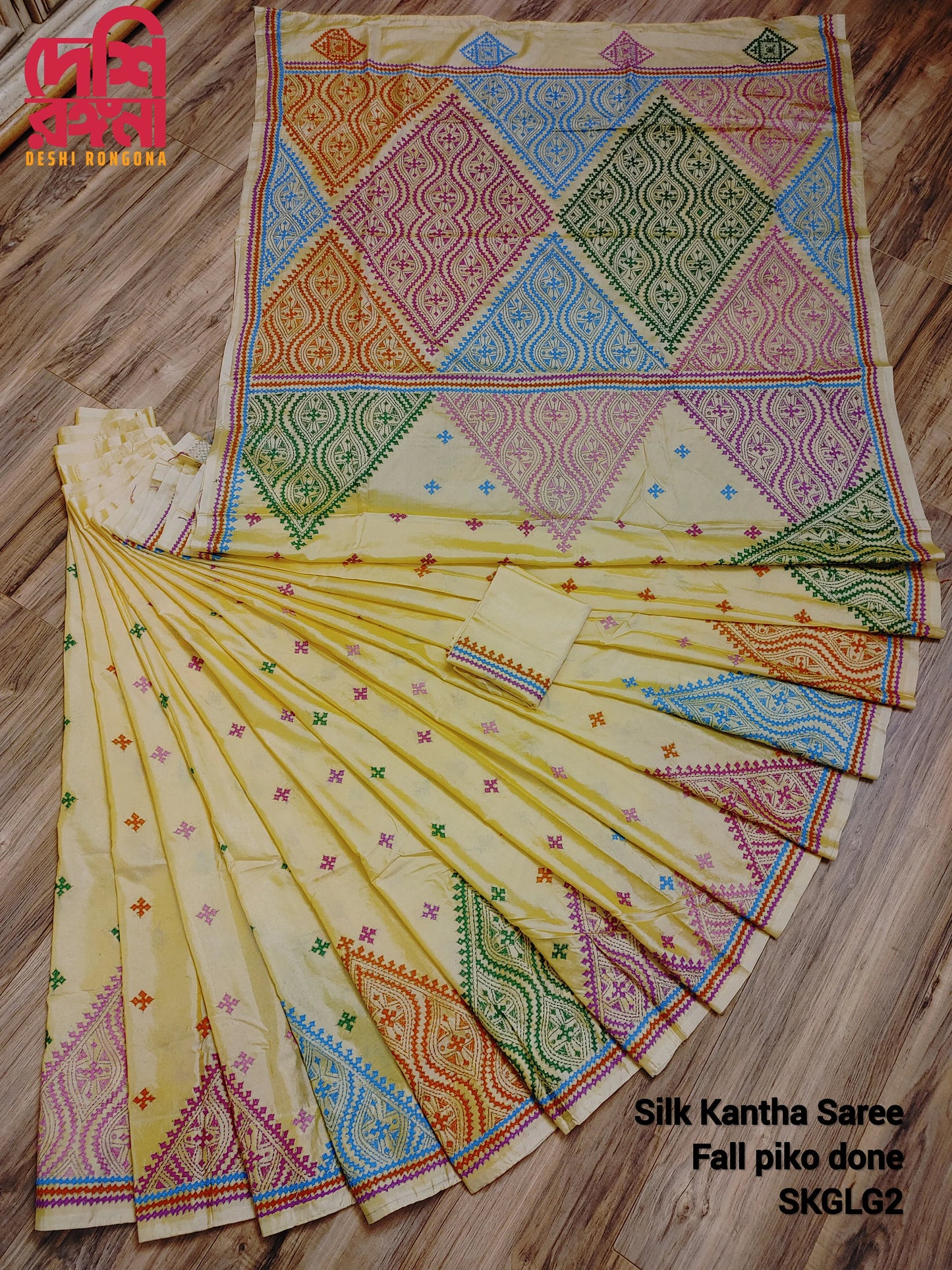 Bangalore Silk Kutch Work Saree- Butter Cream Color