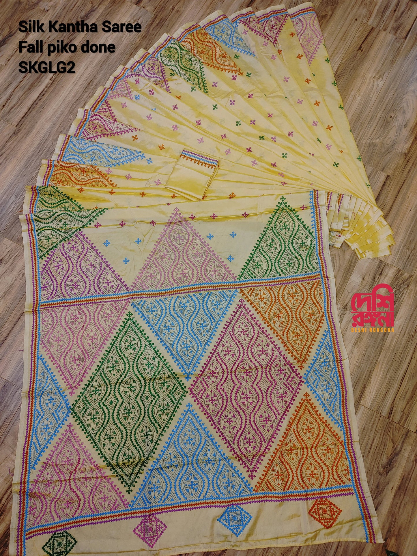 Bangalore Silk Kutch Work Saree- Butter Cream Color