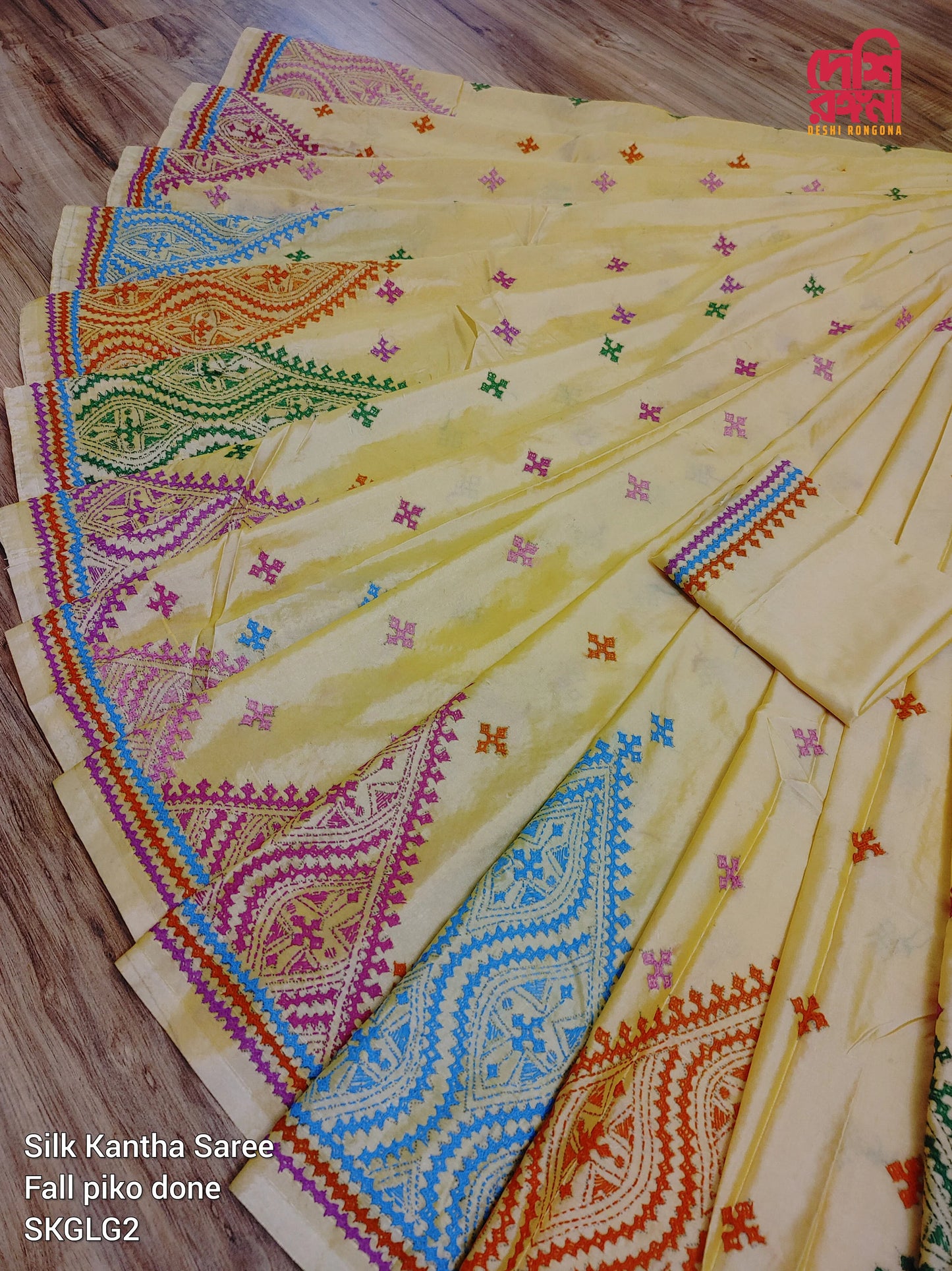 Bangalore Silk Kutch Work Saree- Butter Cream Color
