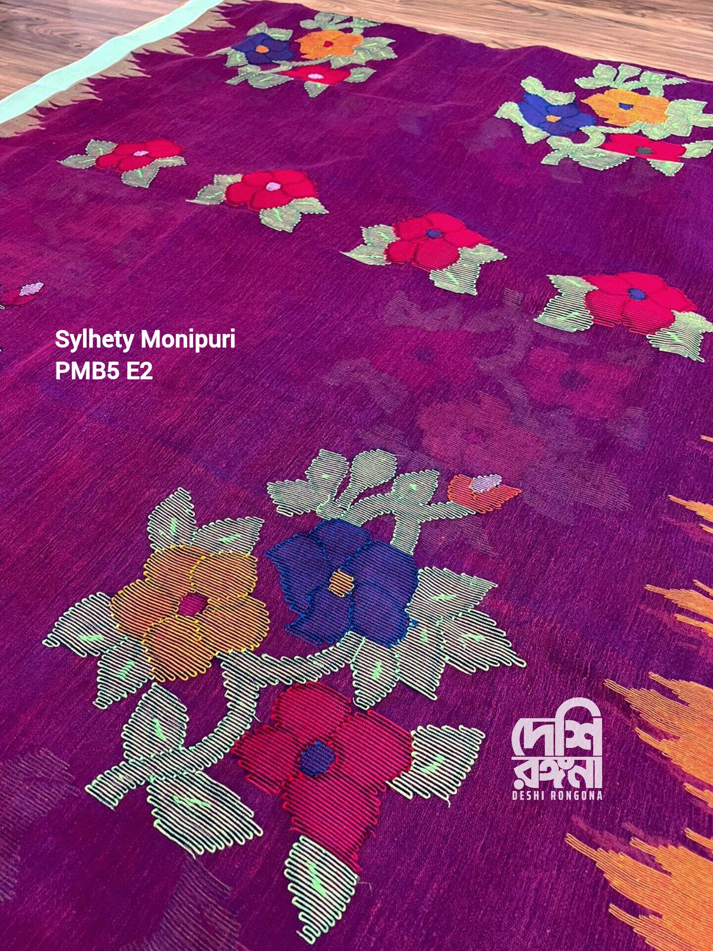 Sylheti Monipuri Handwoven Cotton Saree – Purple Plum Ganga Jamuna