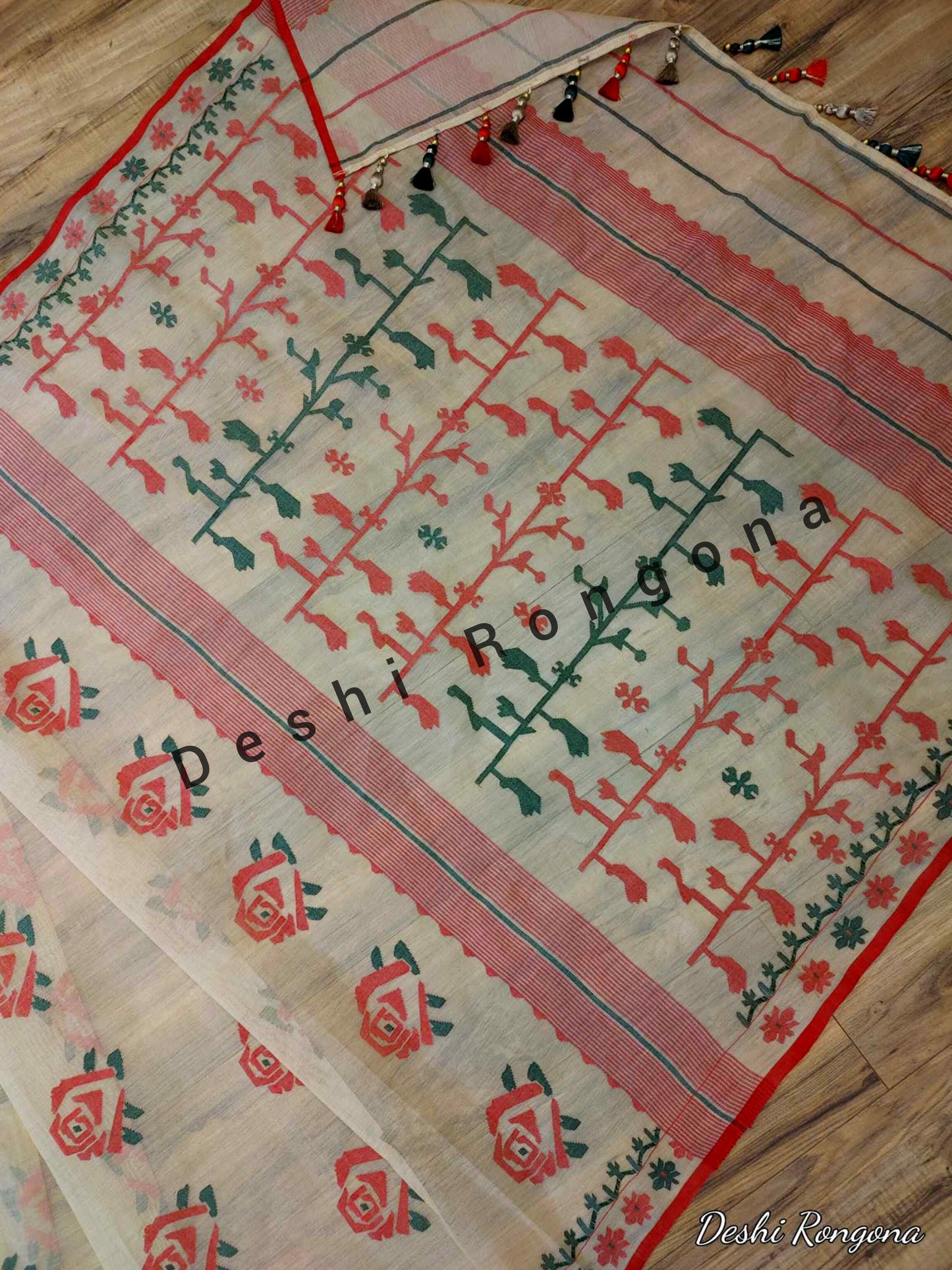 Elegant Pure Cotton Dhakai Jamdani Saree