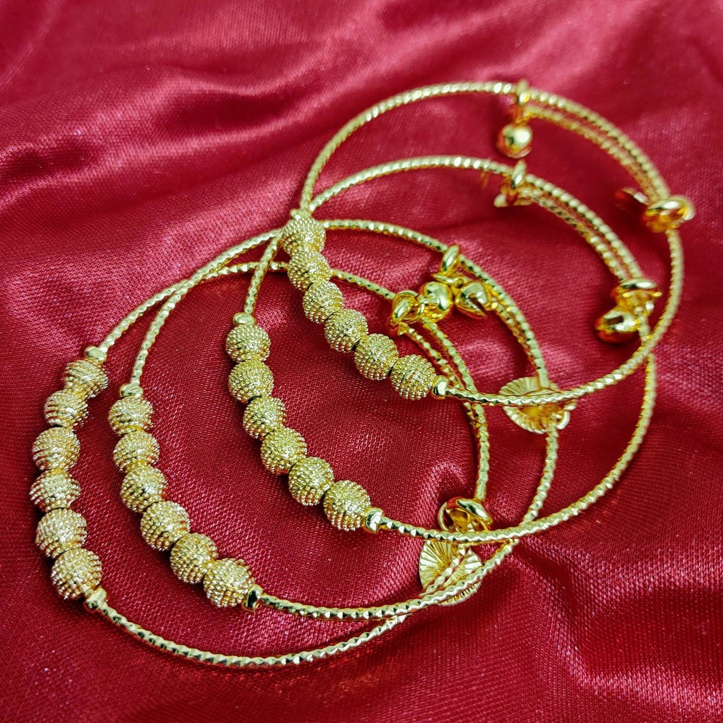 Gold Plated Bangles, 1 pair, Multi Colored Stones Combinations. Elegant Gift For Women - Indian Wedding, Bridal, Bridesmaid Party Jewelry