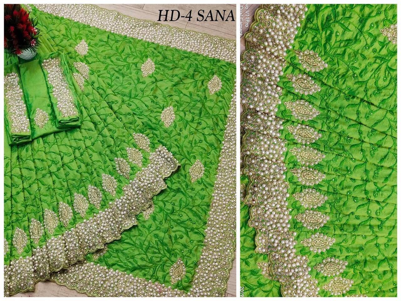 Exclusive Sanna Silk Party Saree, Gorgeous Pearl, Diamond & Embroidery Work, Elegant, Comfortable Party Wear