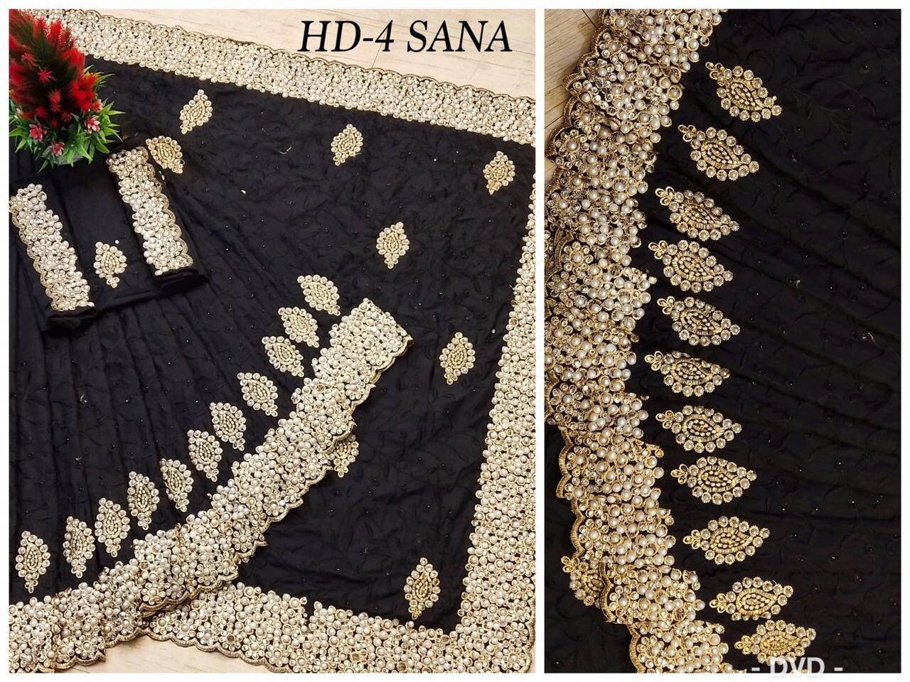 Exclusive Sanna Silk Party Saree, Gorgeous Pearl, Diamond & Embroidery Work, Elegant, Comfortable Party Wear