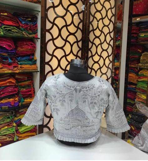 Tazz, Gujrati Blouse, Exclusive Maggam Work Readymade Blouse, Heavy Phantom Silk, Gorgeous Blouse that goes with every saree in your closet