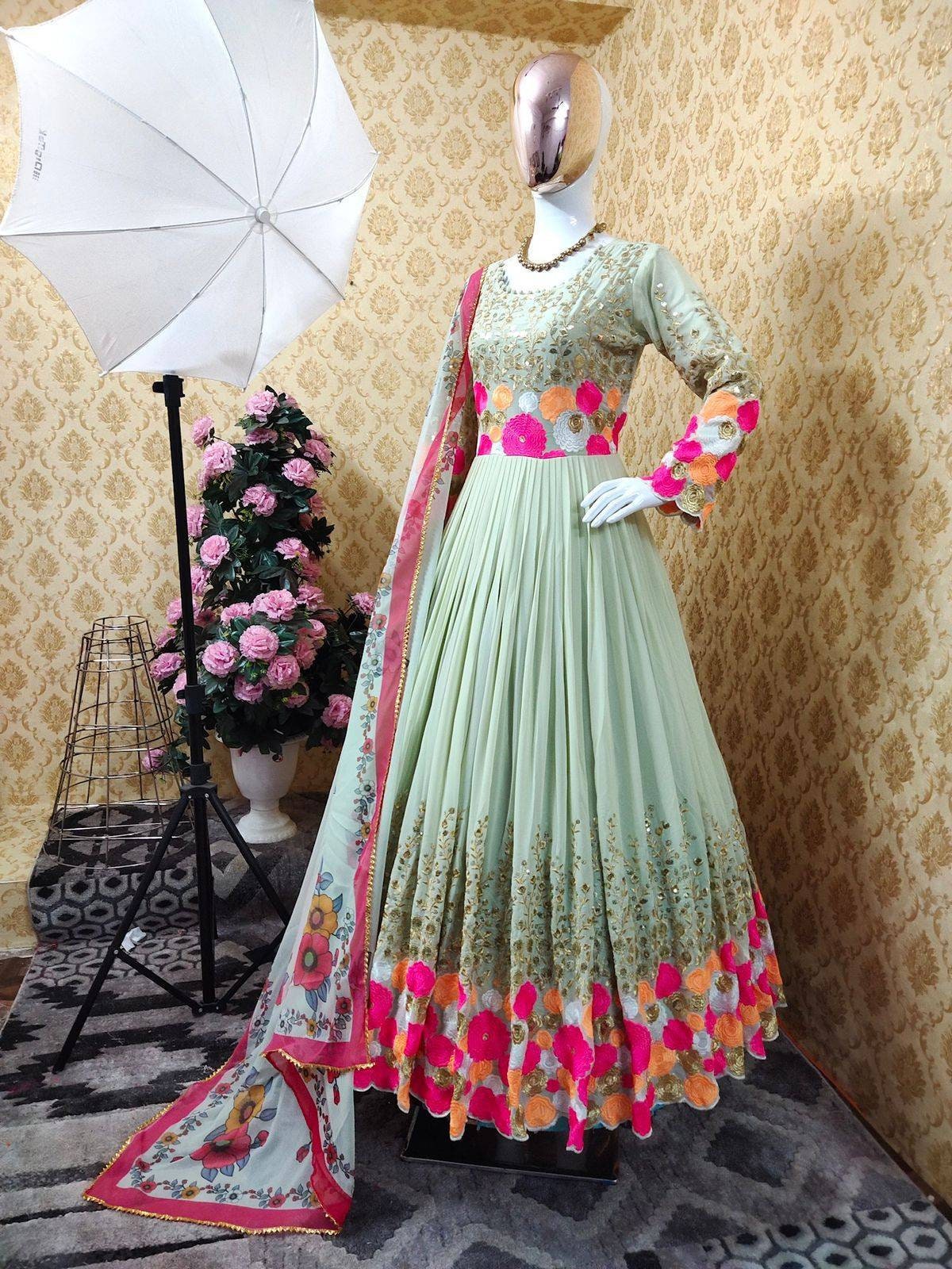 Exclusive Gown, Viscous Georgette with Gorgeous Hand Embroidery Work
