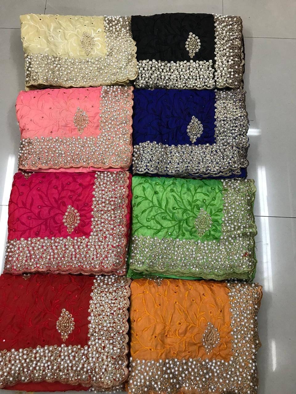 Exclusive Sanna Silk Party Saree, Gorgeous Pearl, Diamond & Embroidery Work, Elegant, Comfortable Party Wear