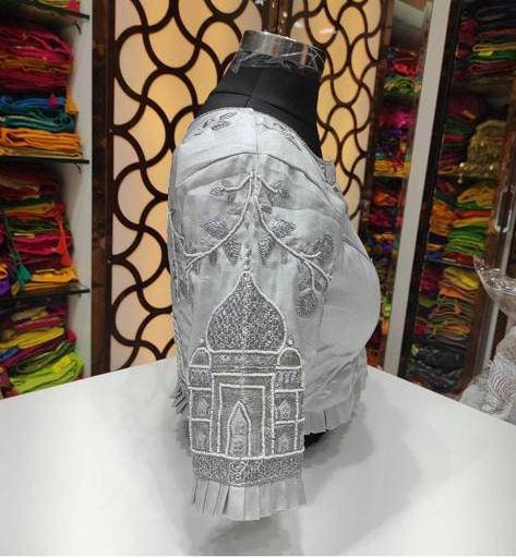 Tazz, Gujrati Blouse, Exclusive Maggam Work Readymade Blouse, Heavy Phantom Silk, Gorgeous Blouse that goes with every saree in your closet
