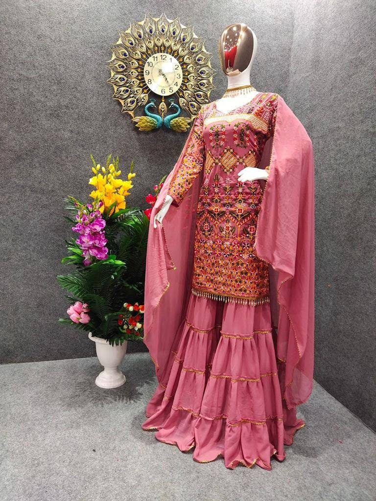Gorgeous Dress with Sharara, Georgette with Heavy Embroidery Work