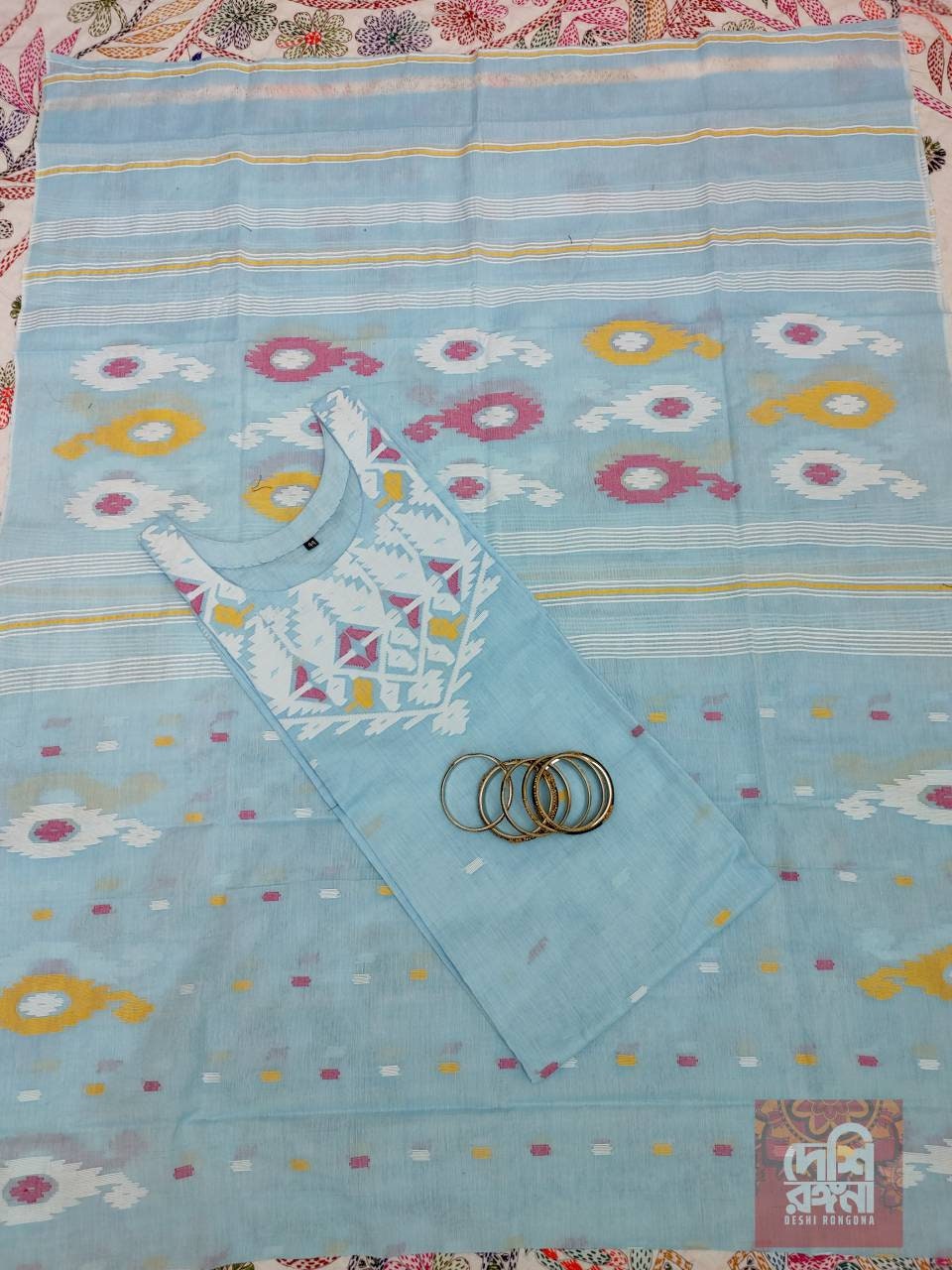 Exclusive Dhakai Jamdani Handloom Couple set, Women Cotton Kamij-Dupatta-Salwar and Men Tosshor Punjabi Combo set, Classy Jamdani