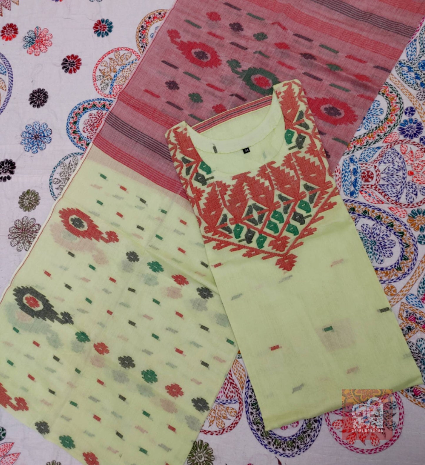 Handwoven Dhakai Jamdani Cotton Set – Summer Comfort