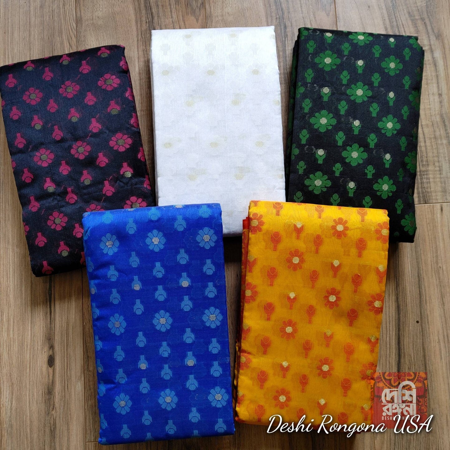 Tangail HalfSilk Saree, Beautiful Merigold-Orange/White/Black-Green/Black-Magenta/Blue Colors, Handloomed, Elegant, Party Sharee