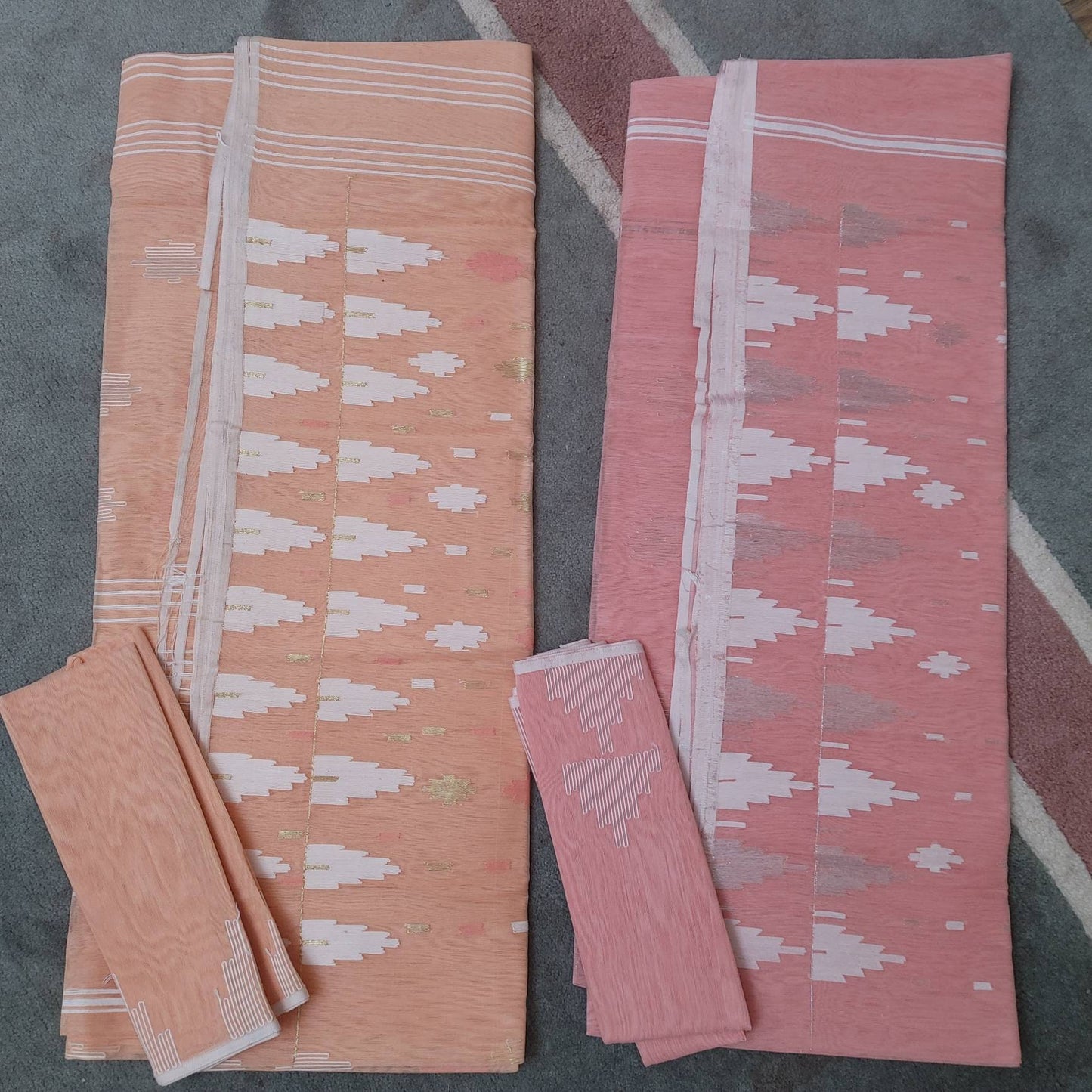 Exclusive Dhakai Jamdani Saree Beautiful peach Color ll Handloomed Jamdani 64 count threaded ll Traditional, Elegant, Classy and Saree