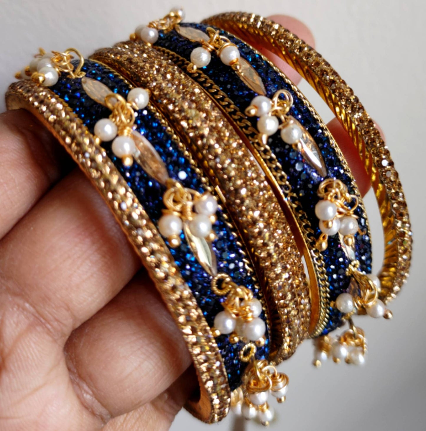 Gorgeous Swarovski Stone Bangles, 6 piece set, Women - Indian Wedding, Bridal Bangles - Bridesmaid Party Jewelry