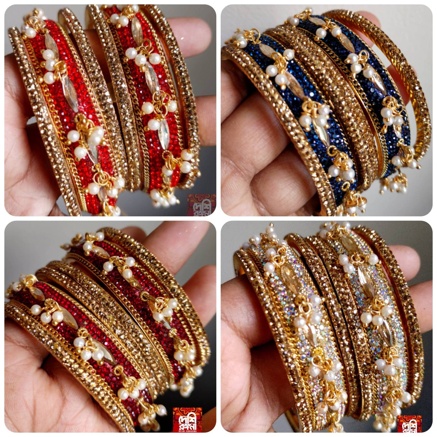 Gorgeous Swarovski Stone Bangles, 6 piece set, Women - Indian Wedding, Bridal Bangles - Bridesmaid Party Jewelry