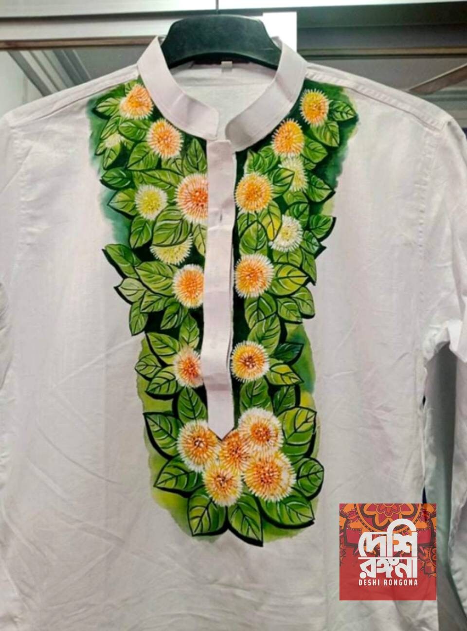 Exclusive Dhakai Saree Handpainted Couple Set, Classy Saree,Punjabi Detailed Handpainted with Acramin color, Feel special with it