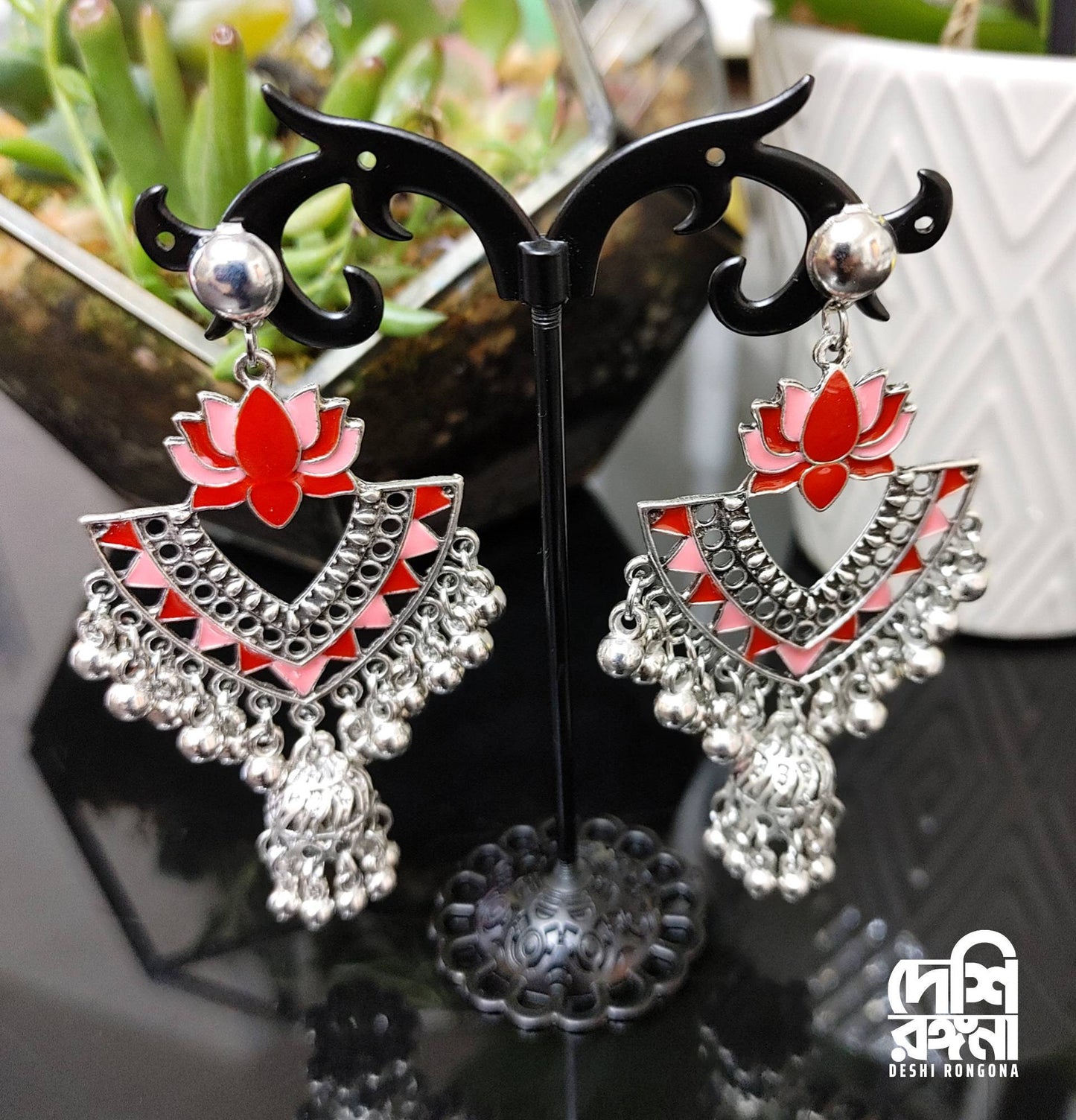 Lotus Chandbali Earrings, Palace Banquet Retro Dangle Earrings, Gorgeous Jewelry