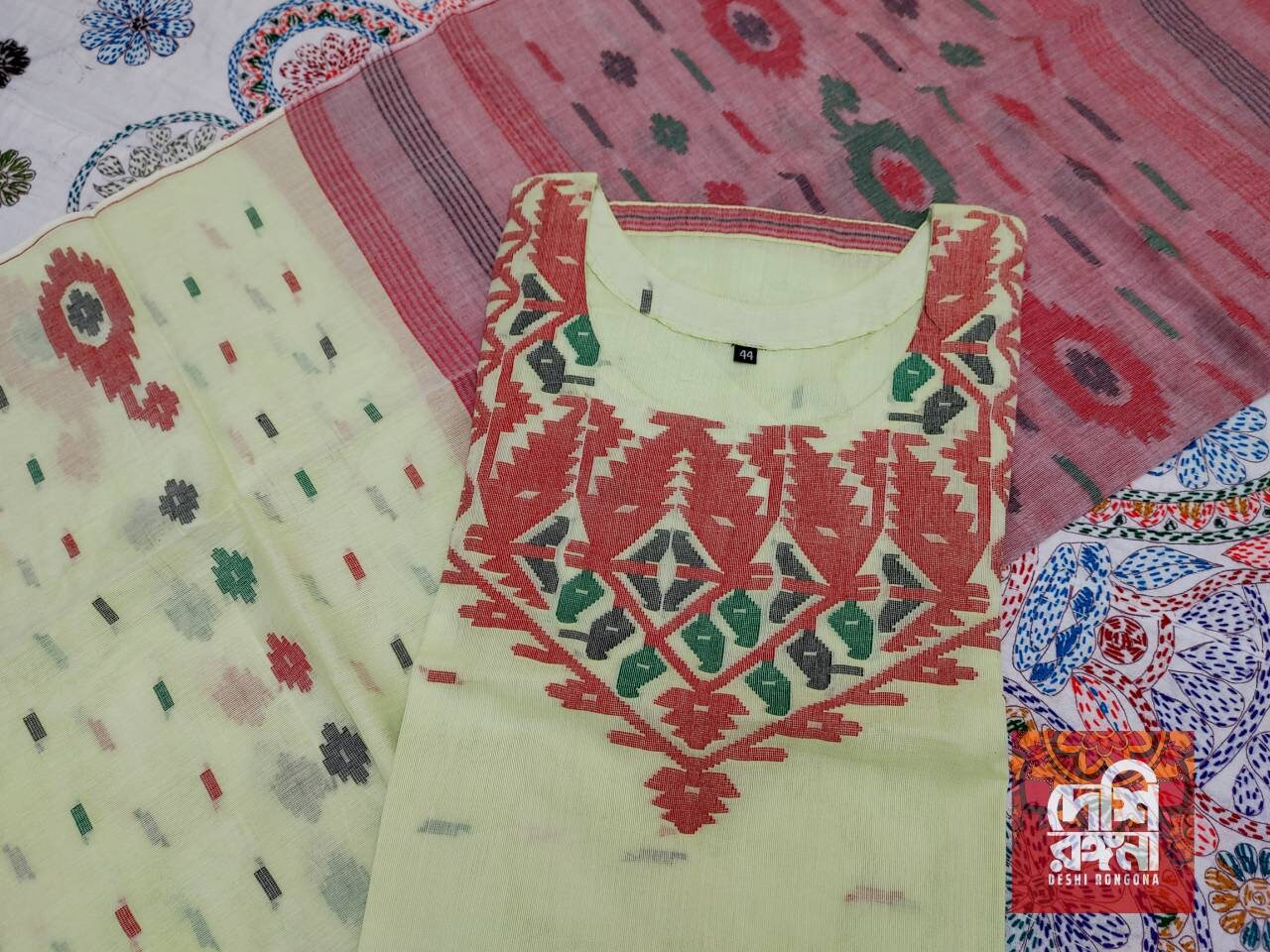 Handwoven Dhakai Jamdani Cotton Set – Summer Comfort