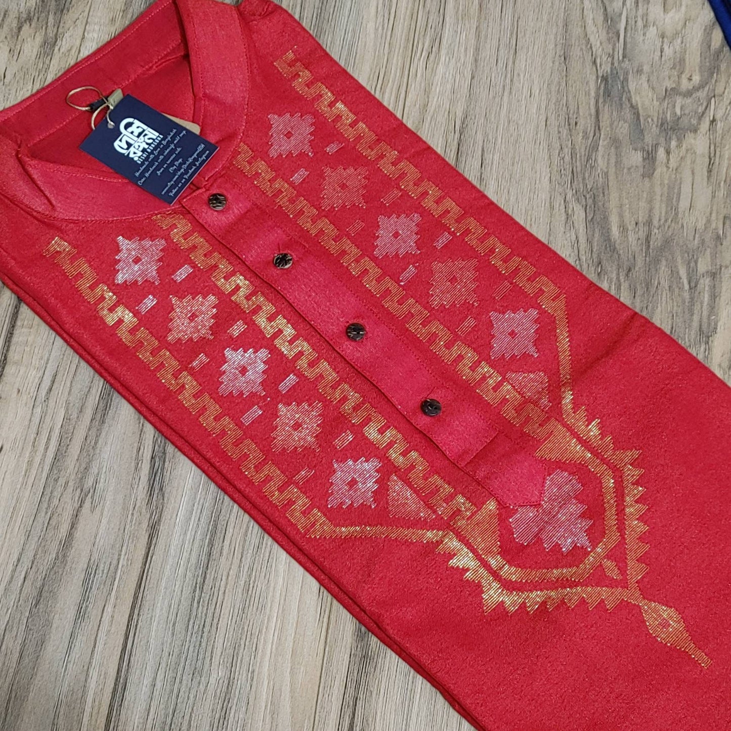Dhakai Jamdani Punjabi, Handloom Cotton-Tosshor Silk Punjabi, SLIM FIT, Comfortable, Elegant and Classy, Handmade in Bangladesh